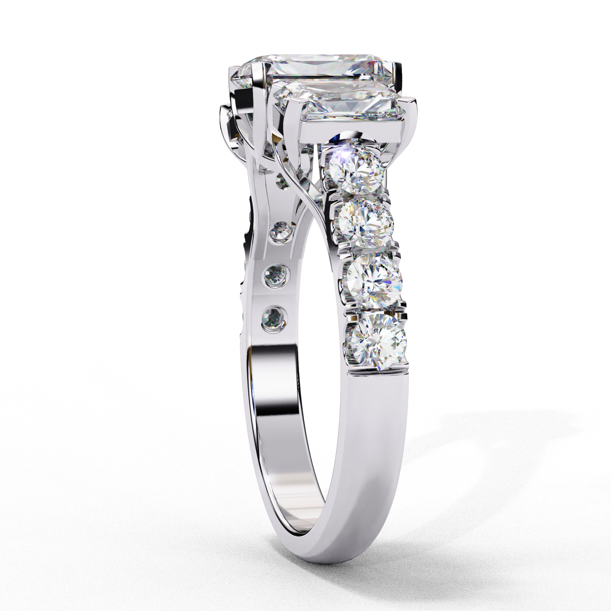 Radiant Cut Three Stone Engagement Ring