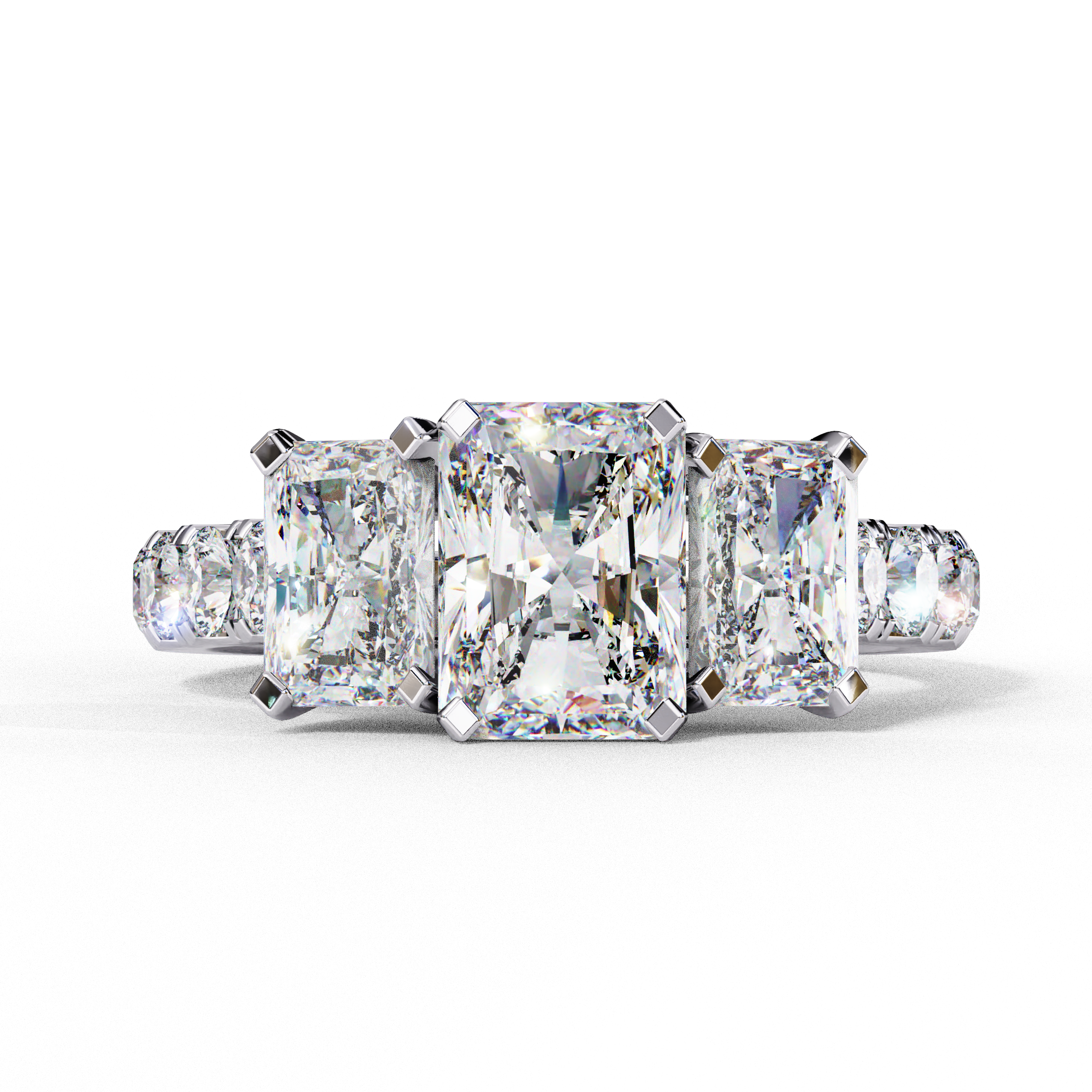 Radiant Cut Three Stone Engagement Ring