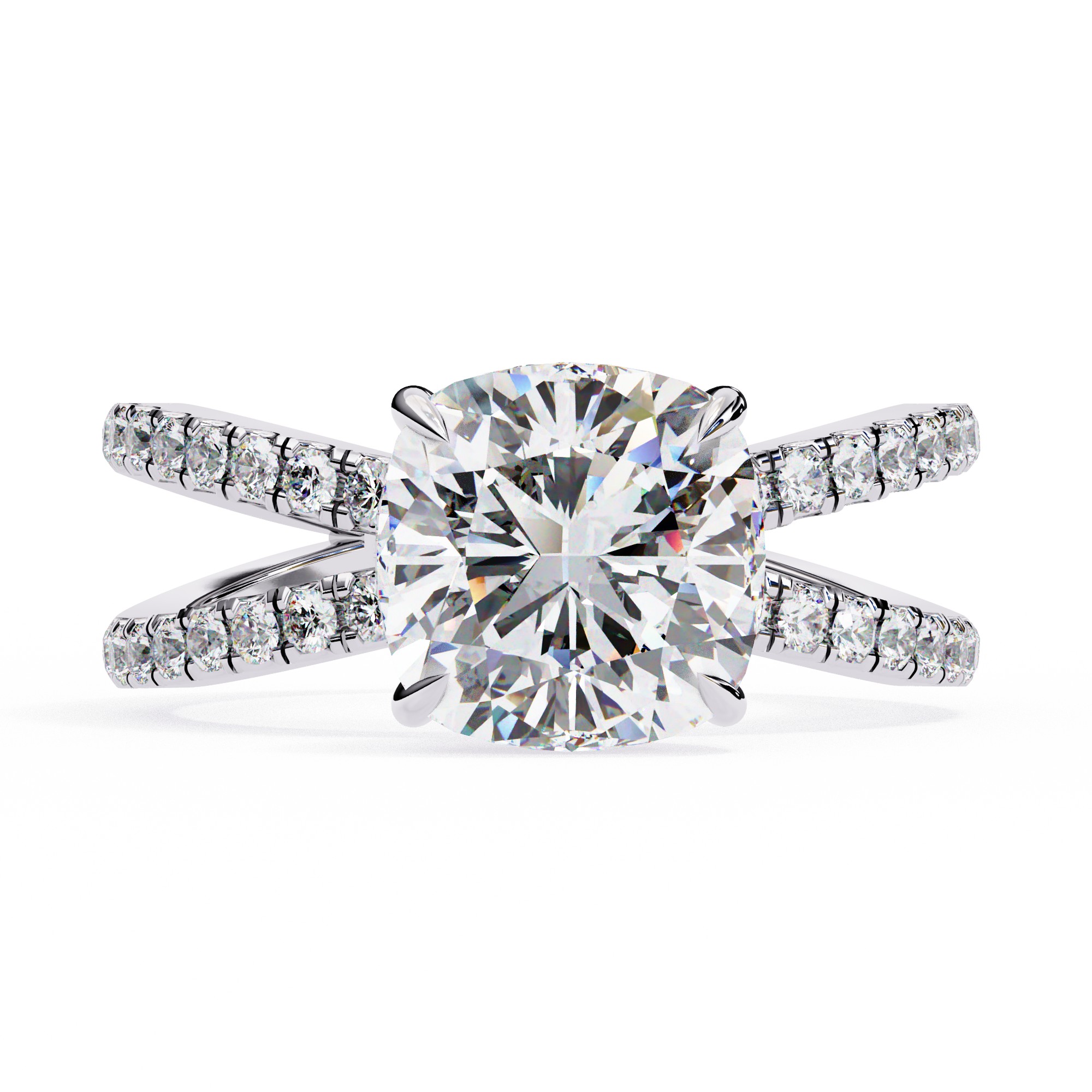 Split Shank Cushion Diamond Engagement Ring