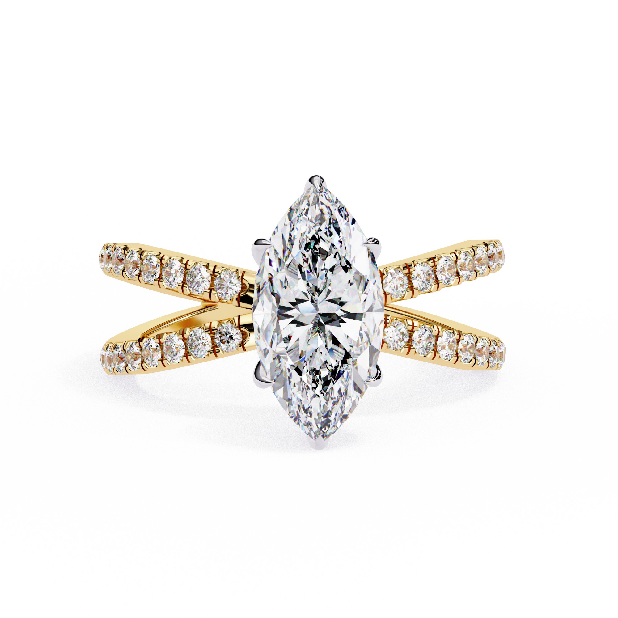 Split Shank Marquise Diamond Engagement Ring