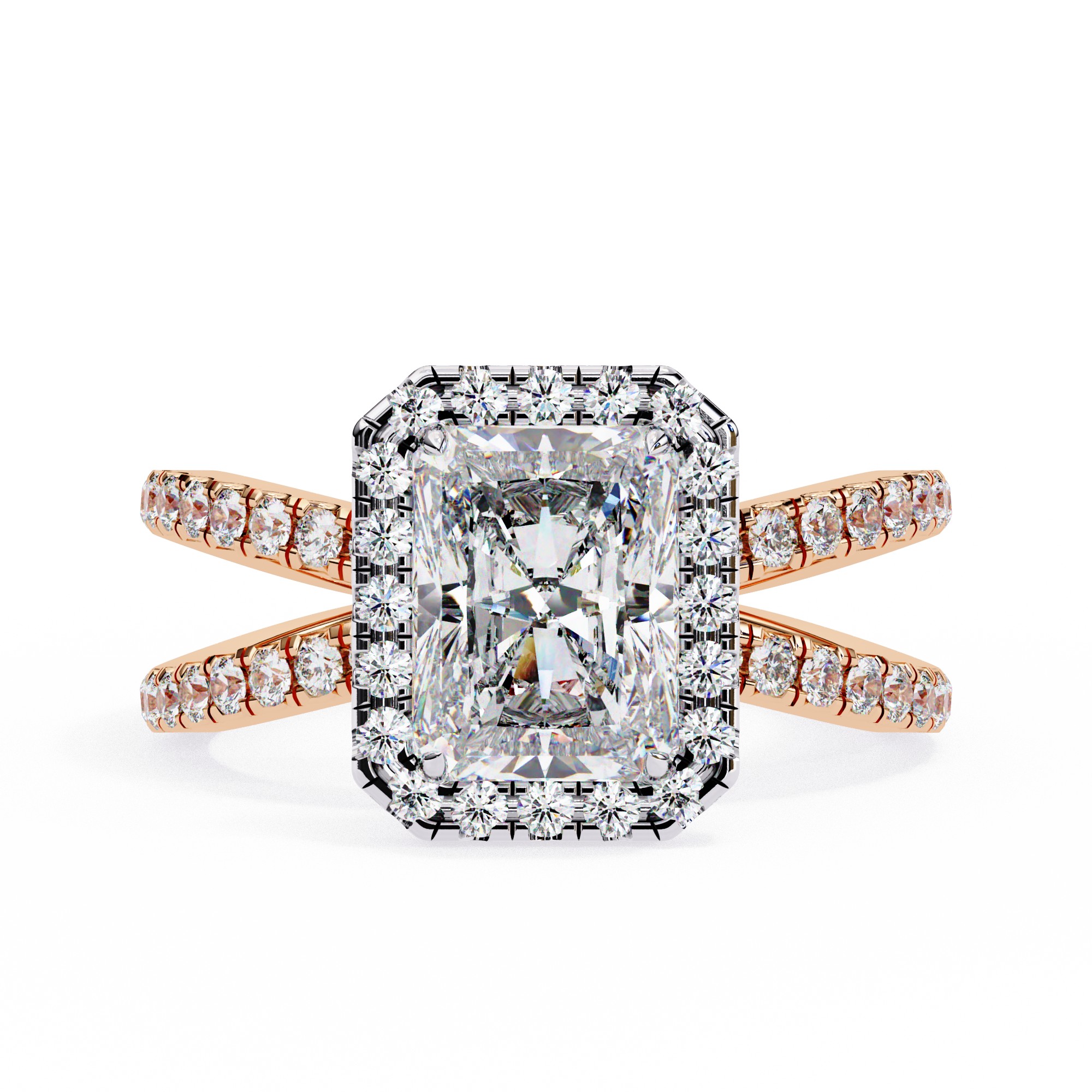 Radiant Cut Halo Diamond Engagement Ring
