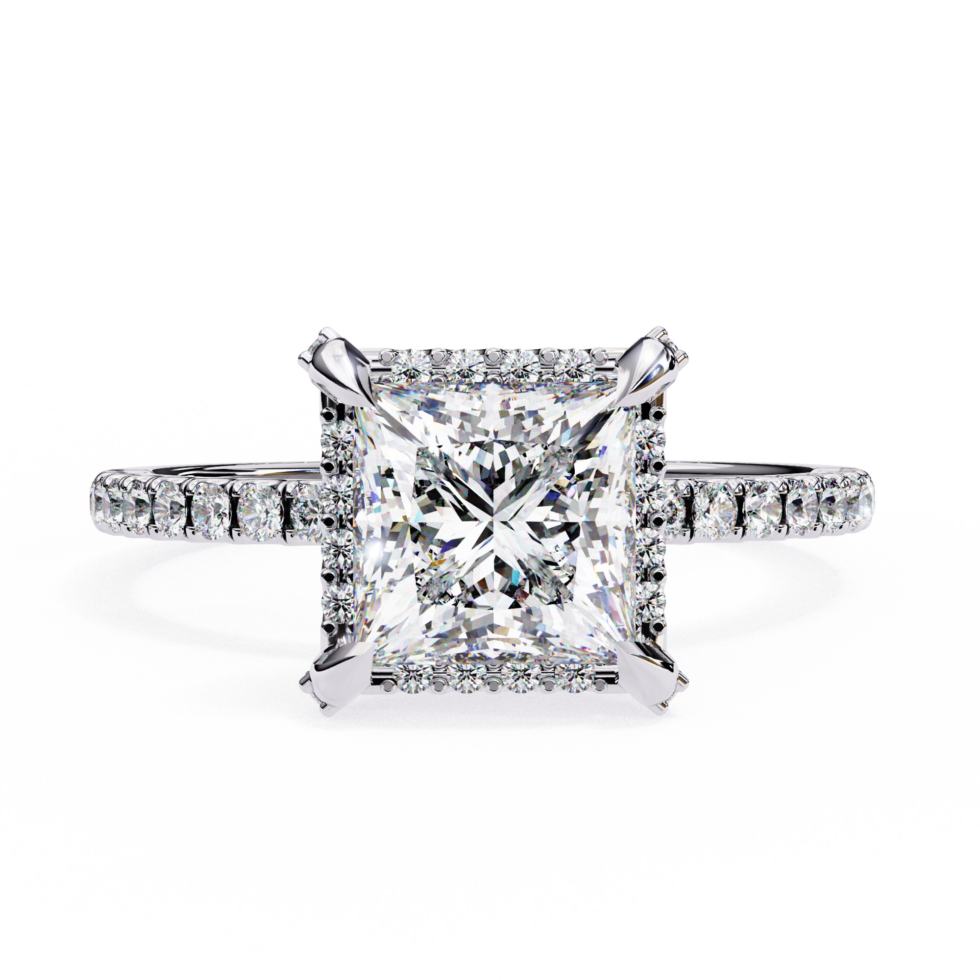 Princess-Cut Halo Diamond Ring