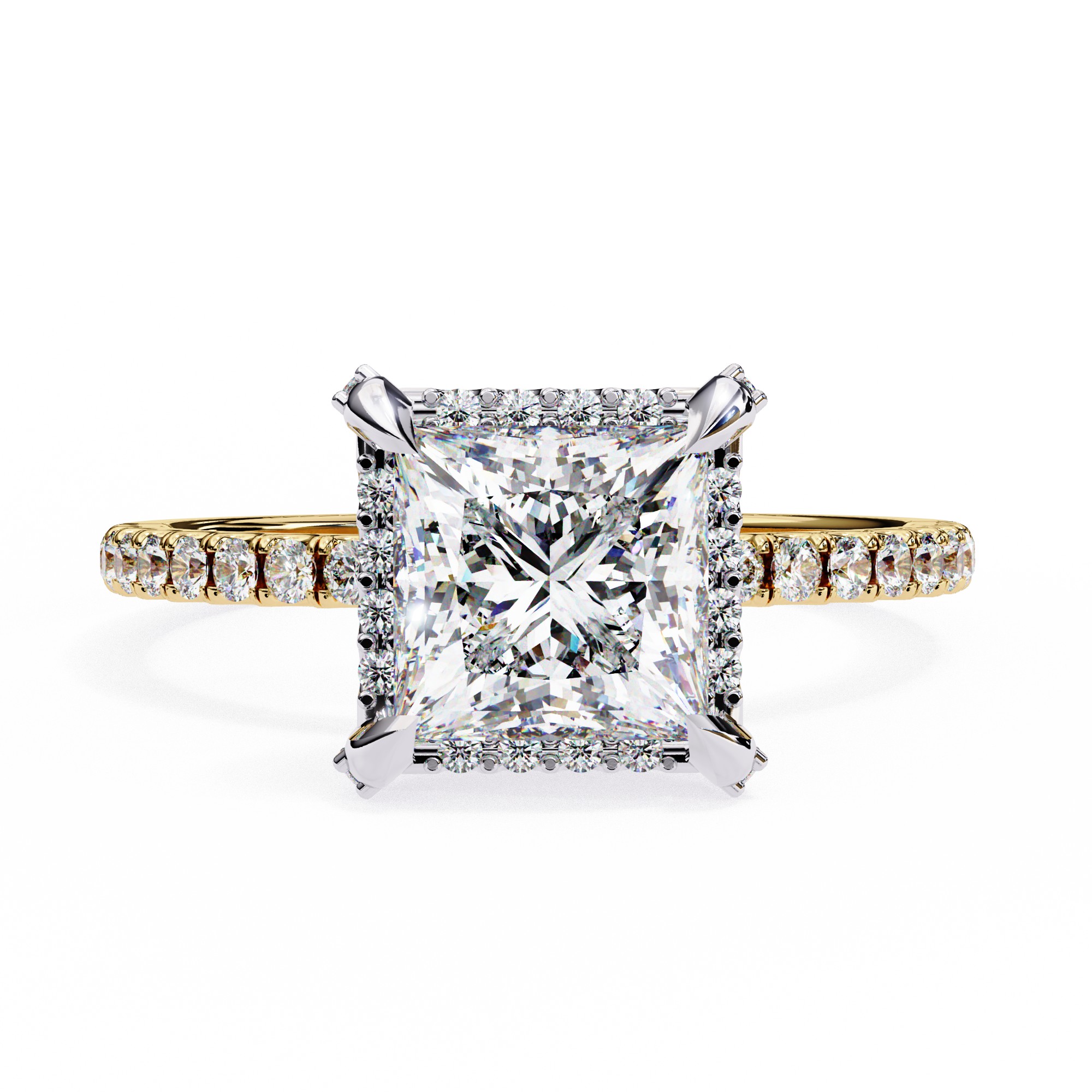 Princess-Cut Halo Diamond Ring