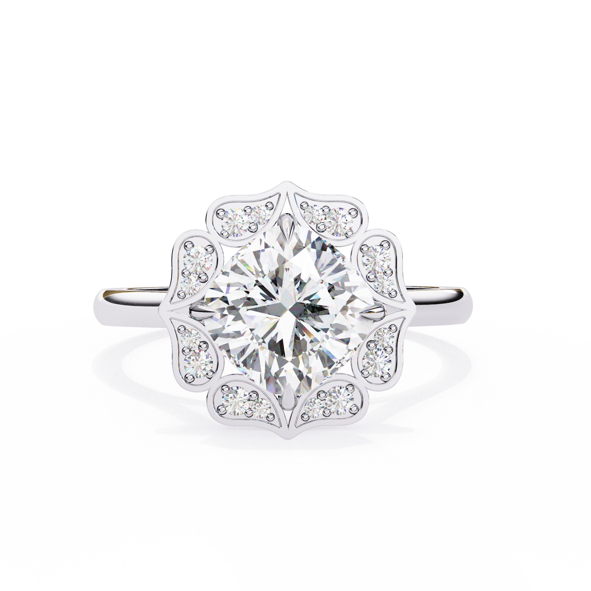 Floral-Inspired Diamond Engagement Ring