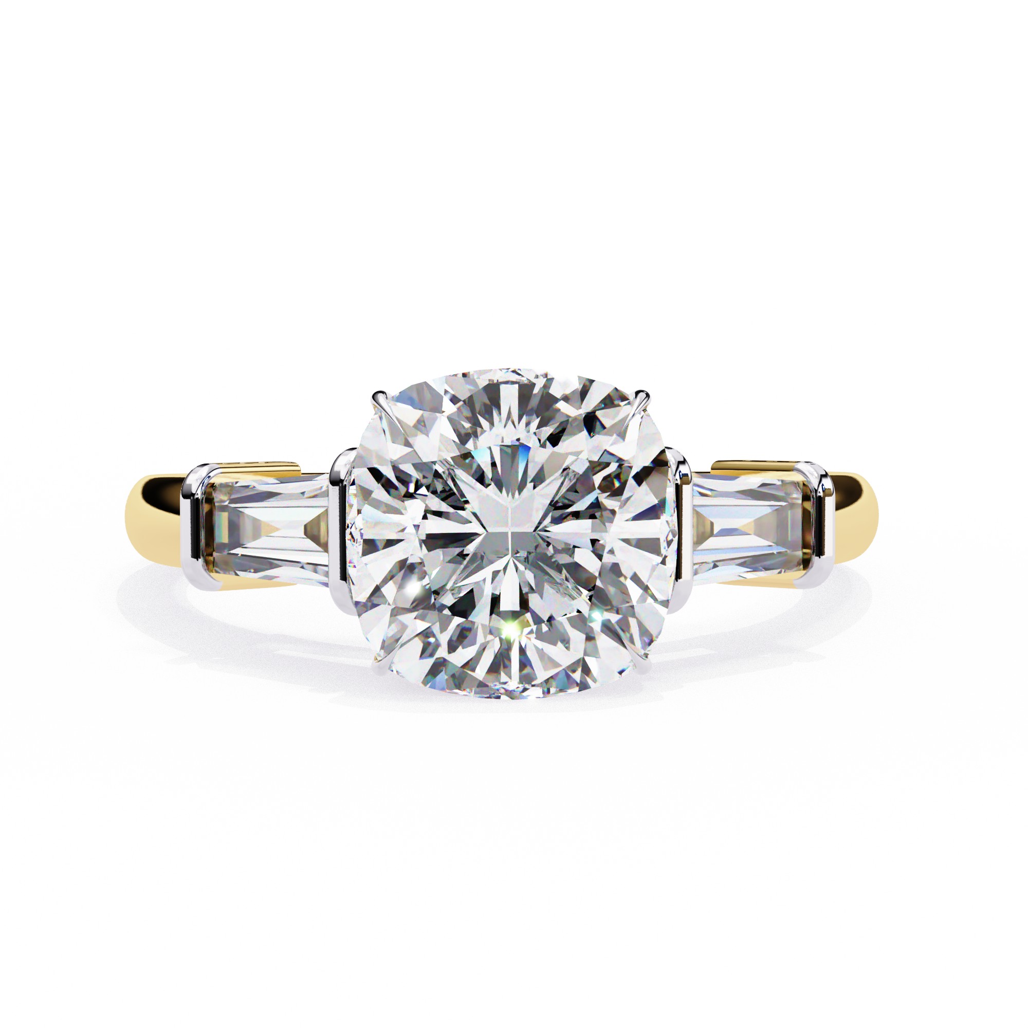 Classic Three-Stone Cushion Diamond Ring