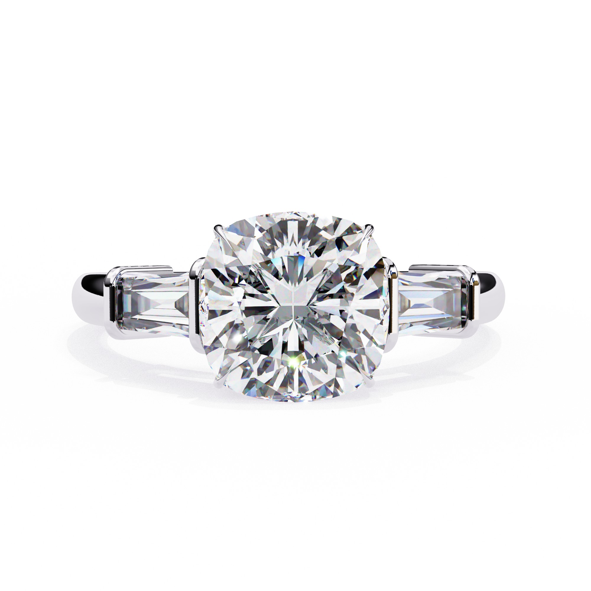 Classic Three-Stone Cushion Diamond Ring