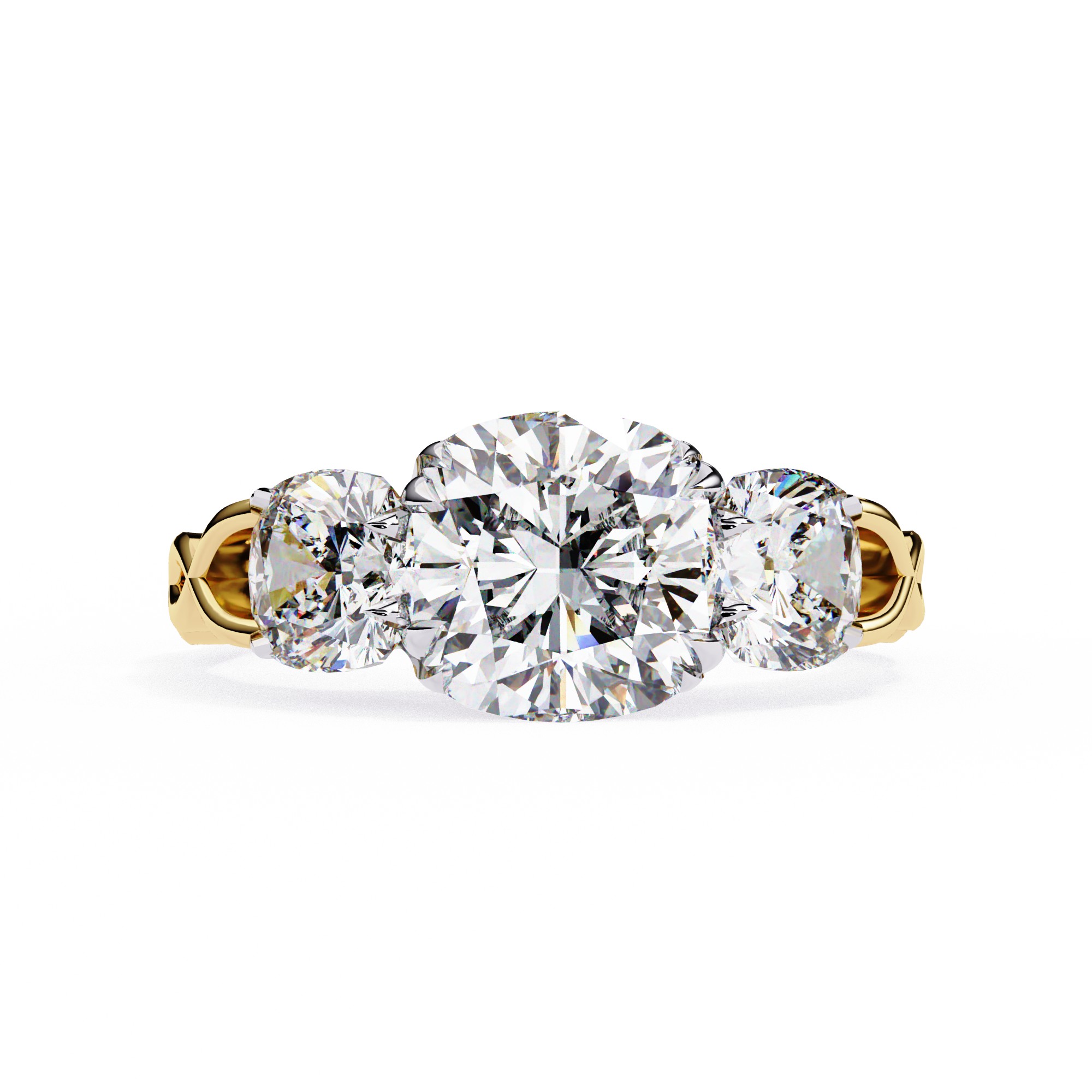 Three-Stone Cushion Diamond Engagement Ring