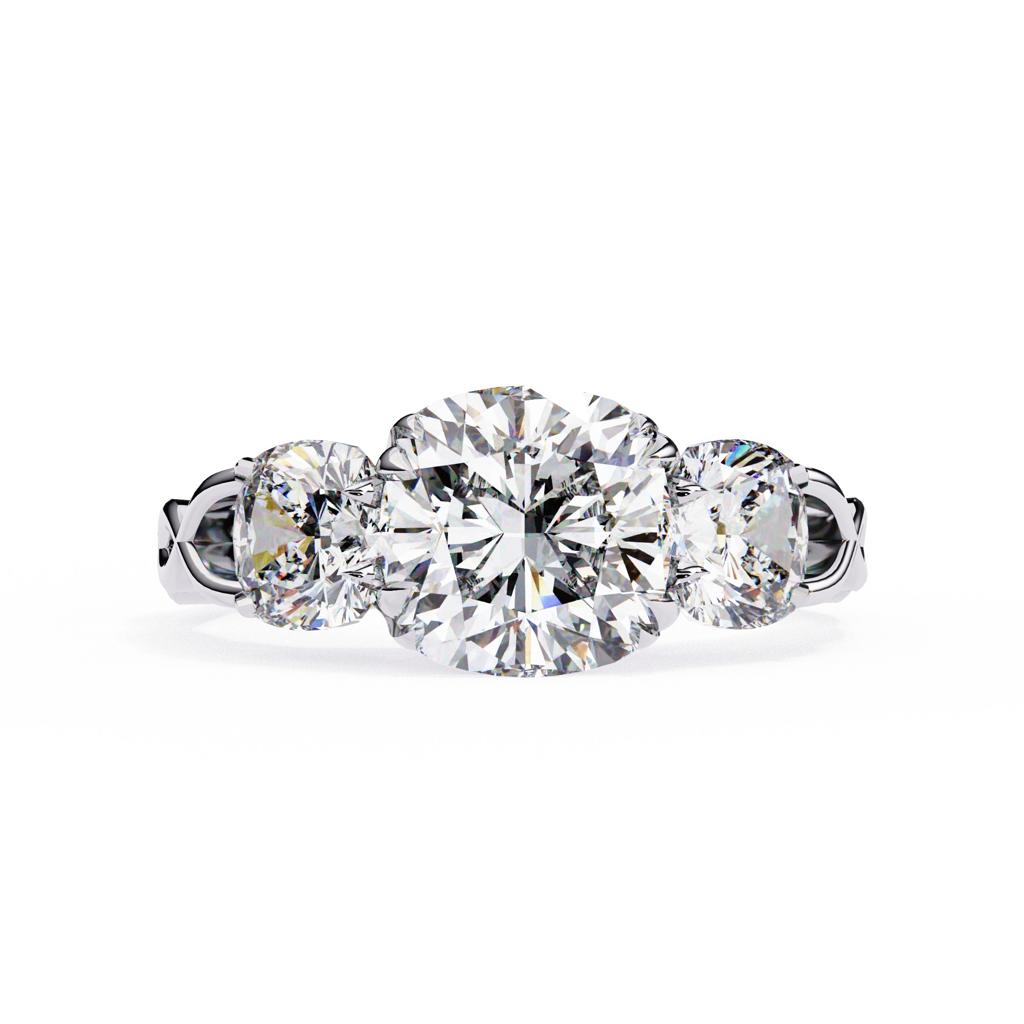 Three-Stone Cushion Diamond Engagement Ring