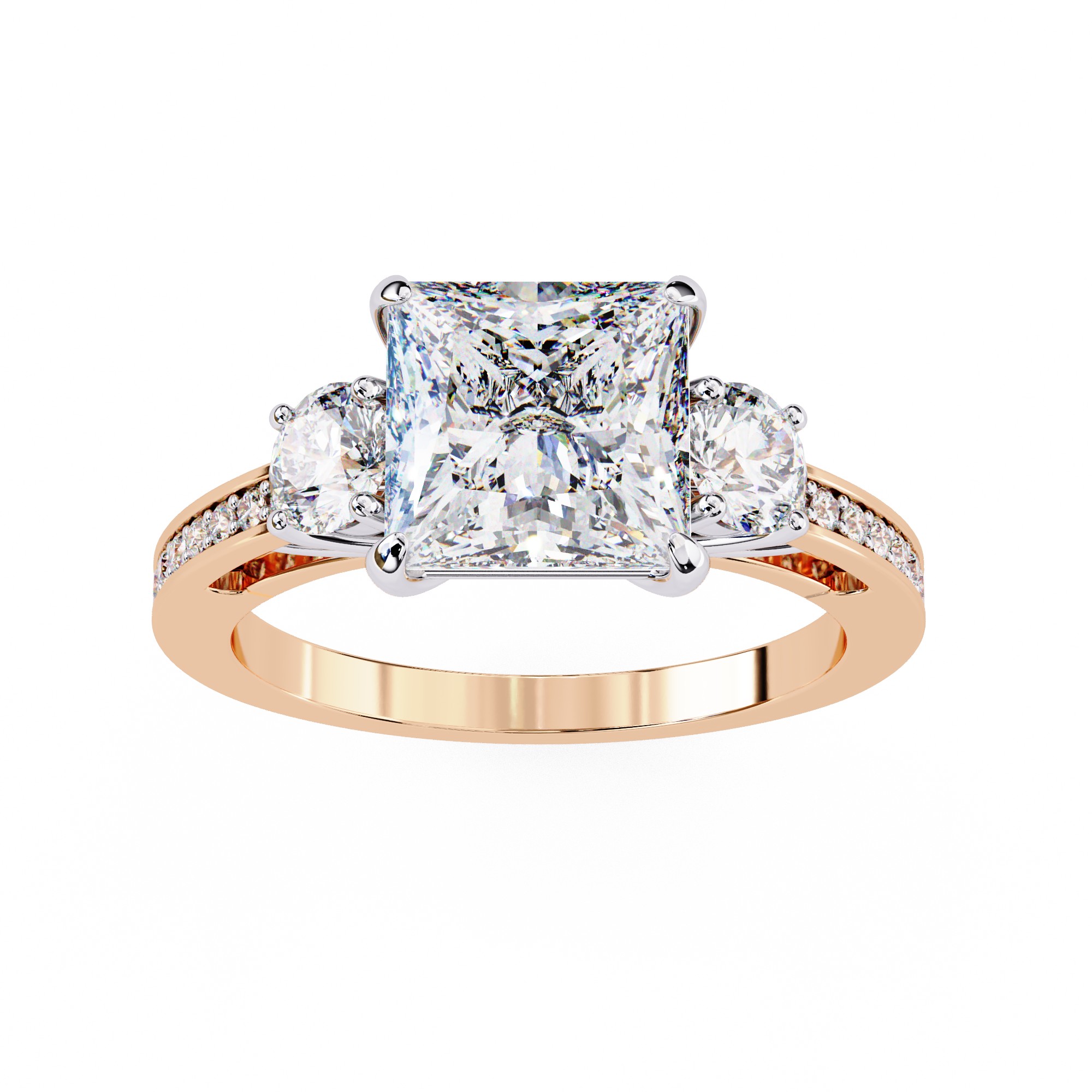 Princess Cut Three-Stone Diamond Engagement Ring