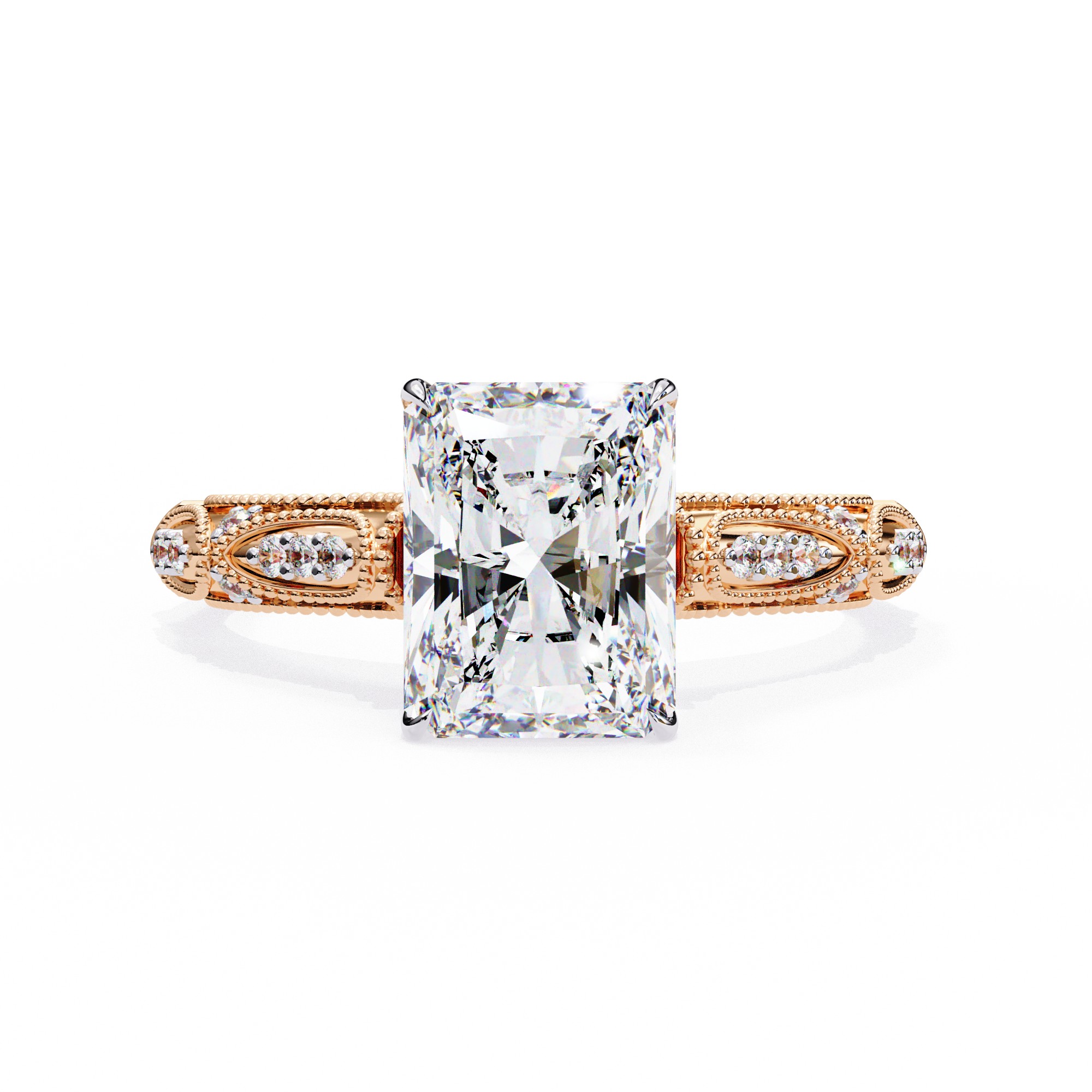 Vintage-Inspired Radiant Cut Diamond Engagement Ring