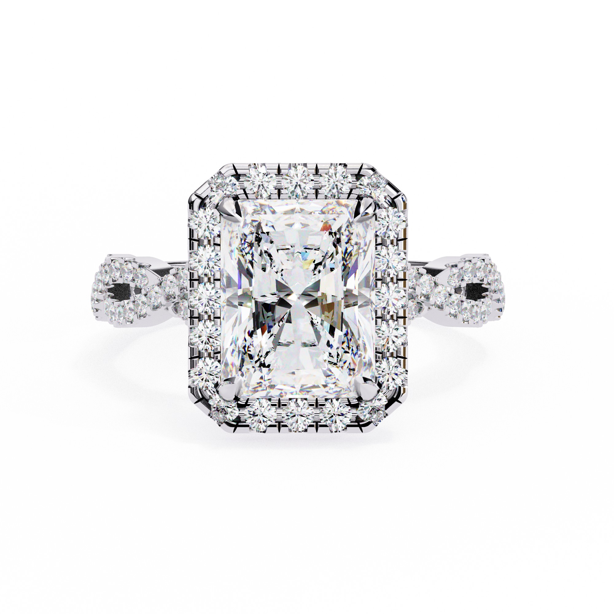 Radiant Cut Diamond Halo Engagement Ring 