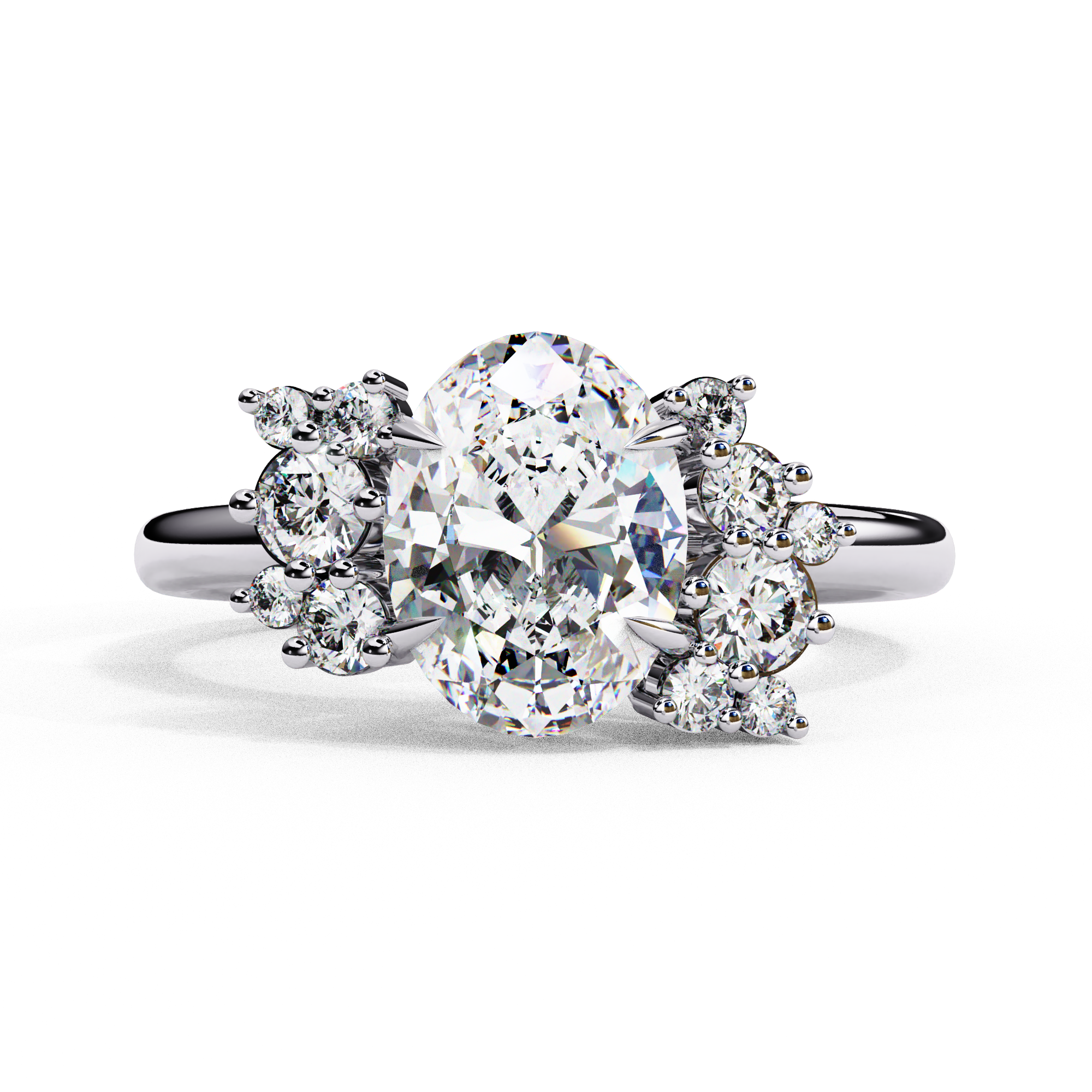 Oval Cut Diamond Cluster Engagement Ring