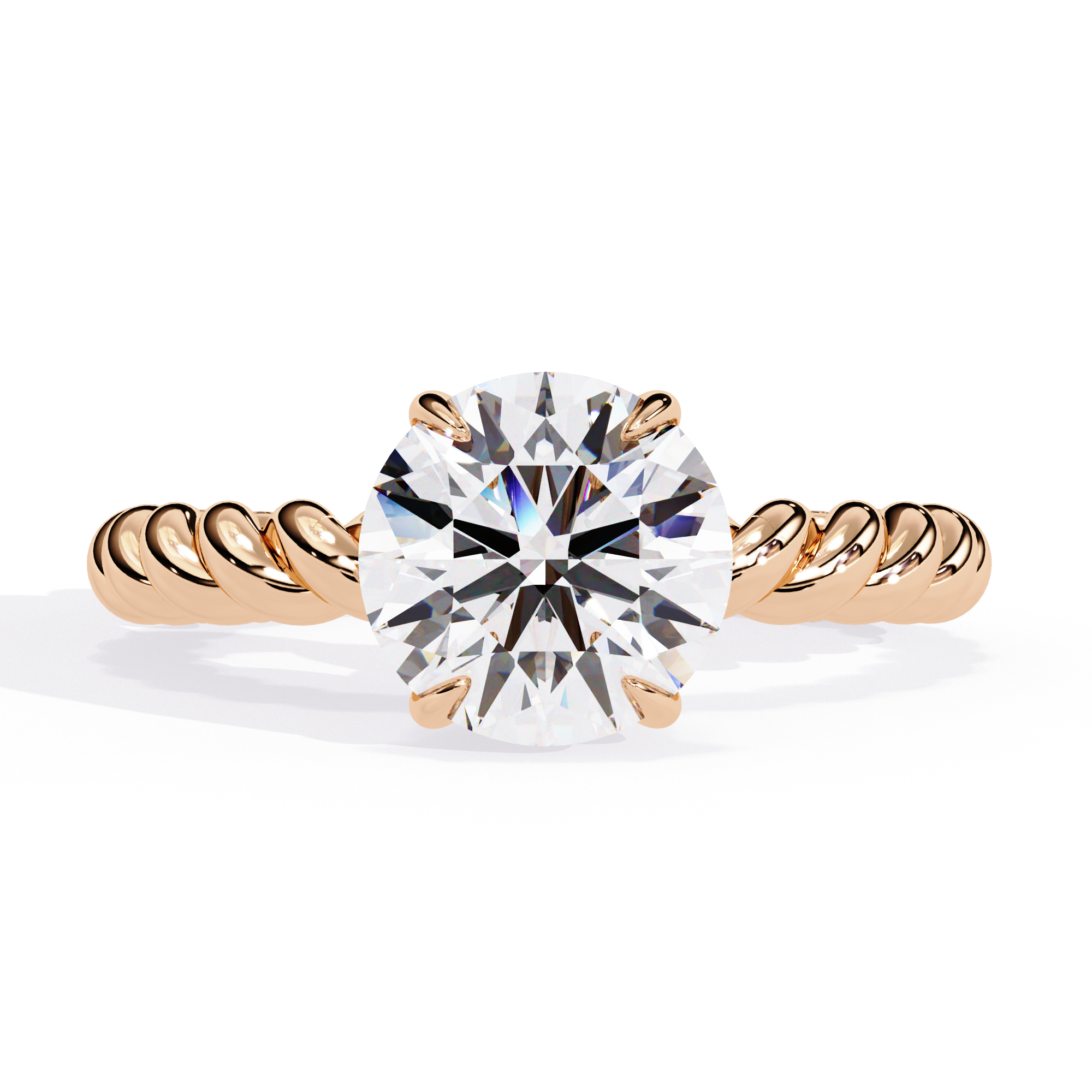 Elegant Twisted Gold Solitaire Diamond Ring