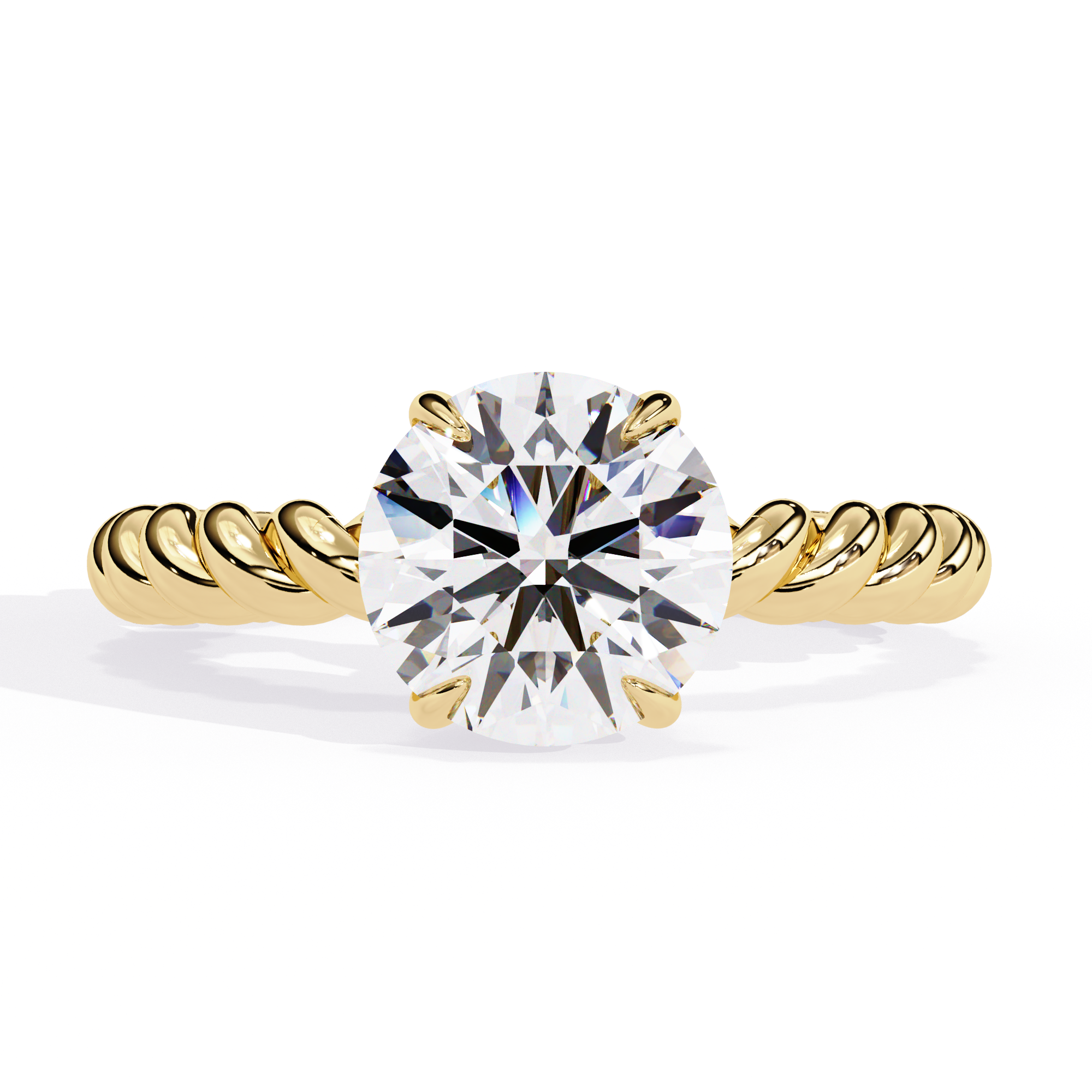 Elegant Twisted Gold Solitaire Diamond Ring