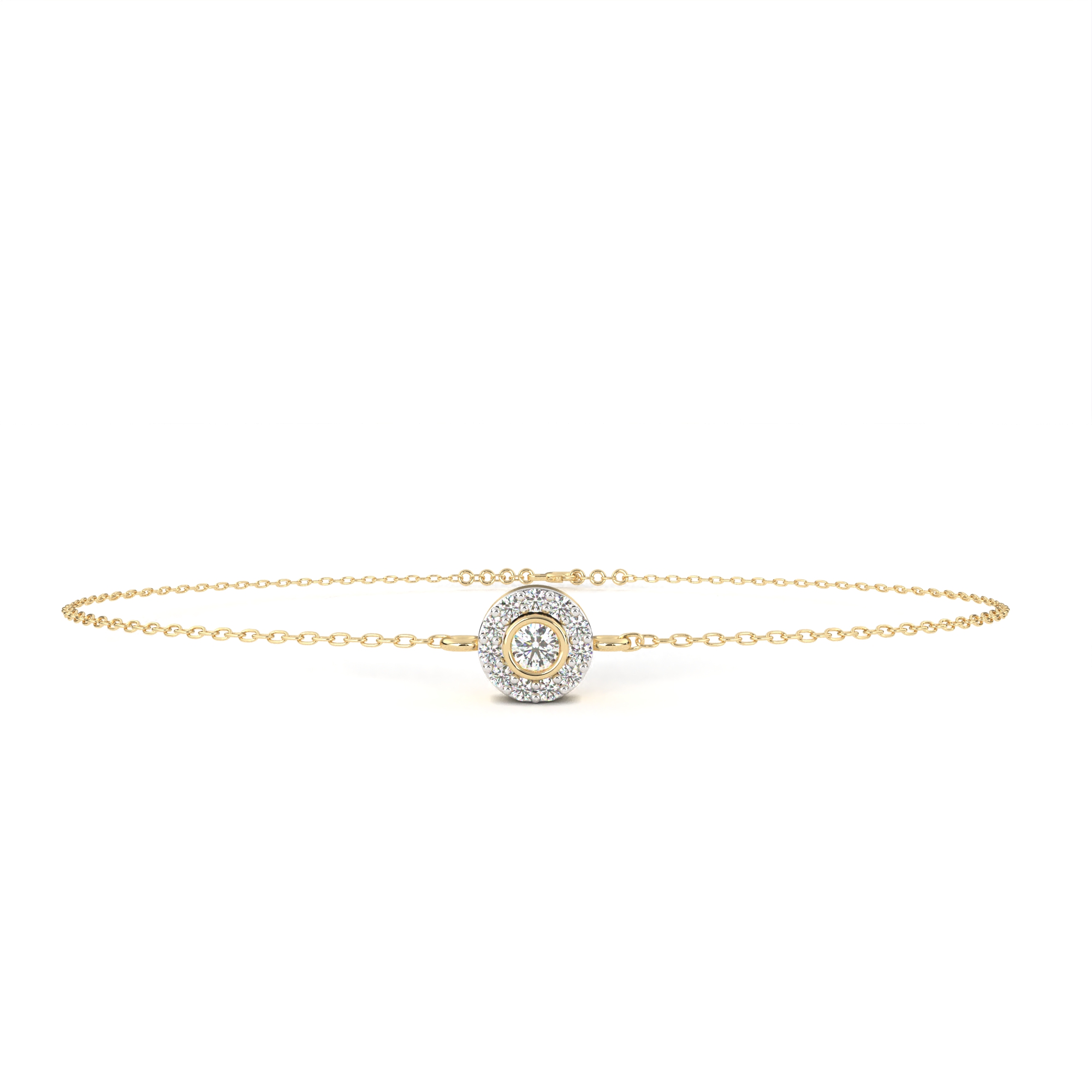 Elegant Halo Diamond Gold Bracelet