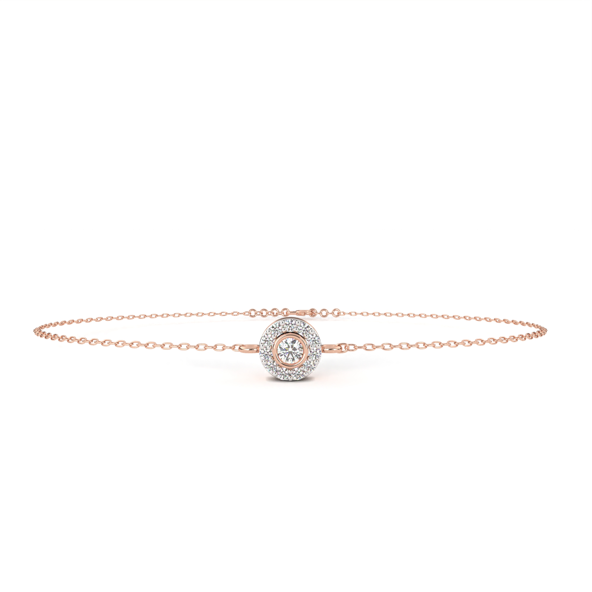 Elegant Halo Diamond Gold Bracelet