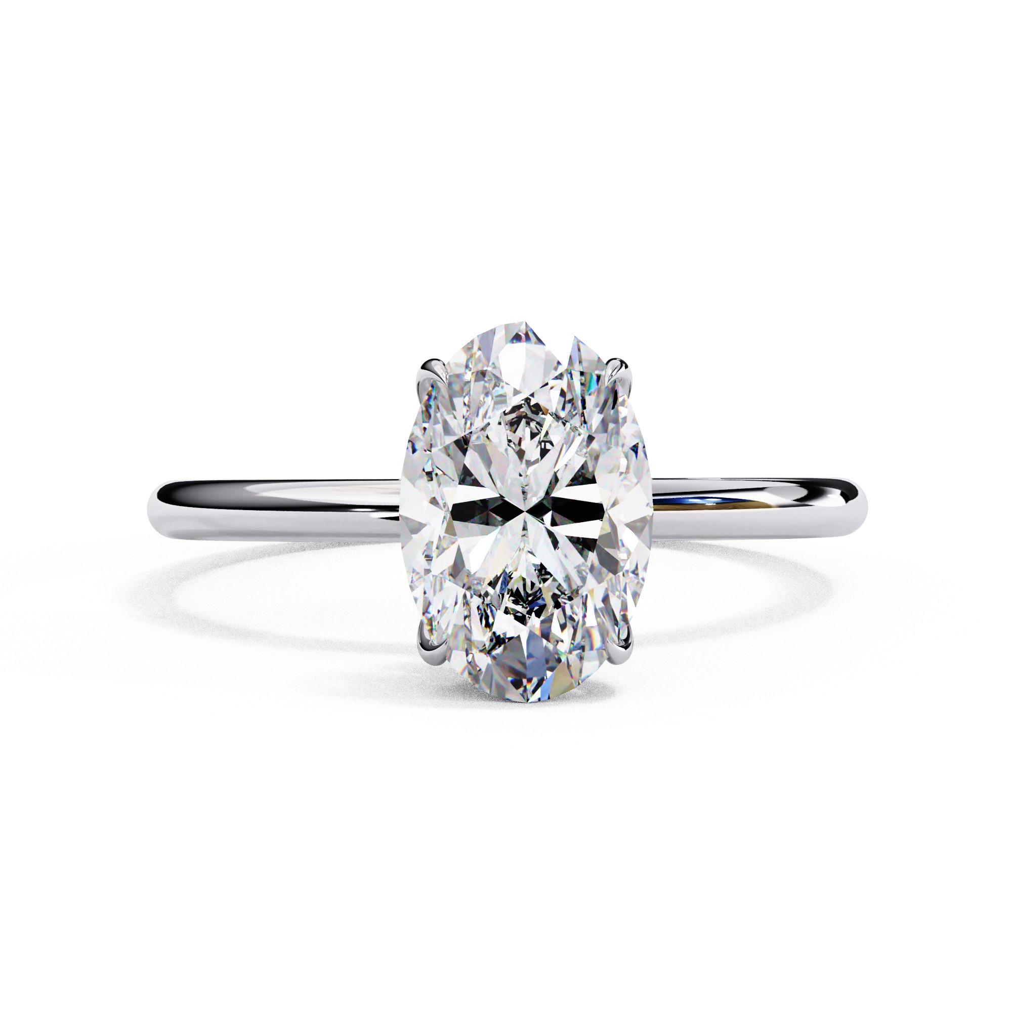 Oval Cut Solitaire Hidden Halo Engagement Ring