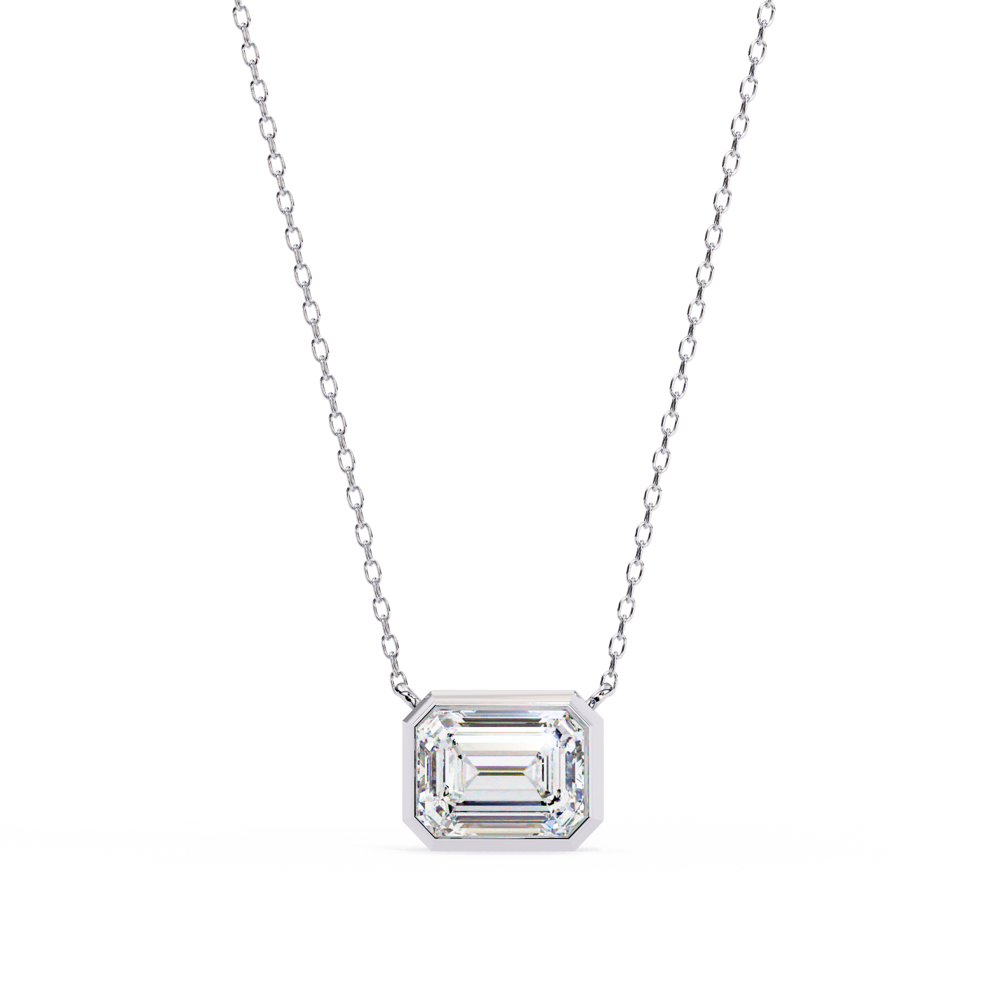 Emerald Cut Diamond Solitaire Pendant Necklace