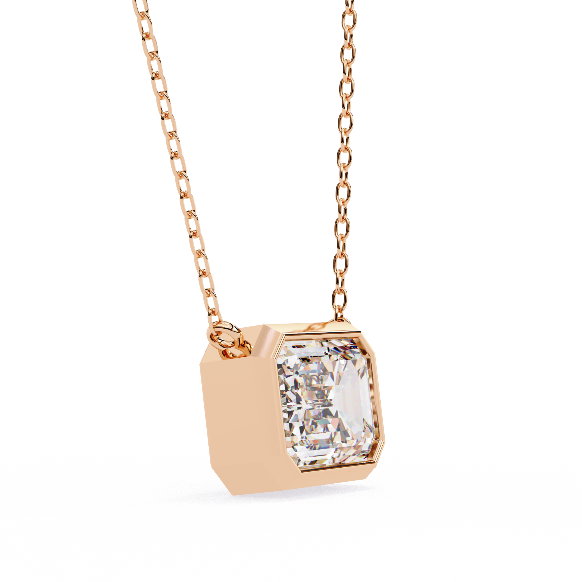 Emerald Cut Diamond Solitaire Pendant Necklace