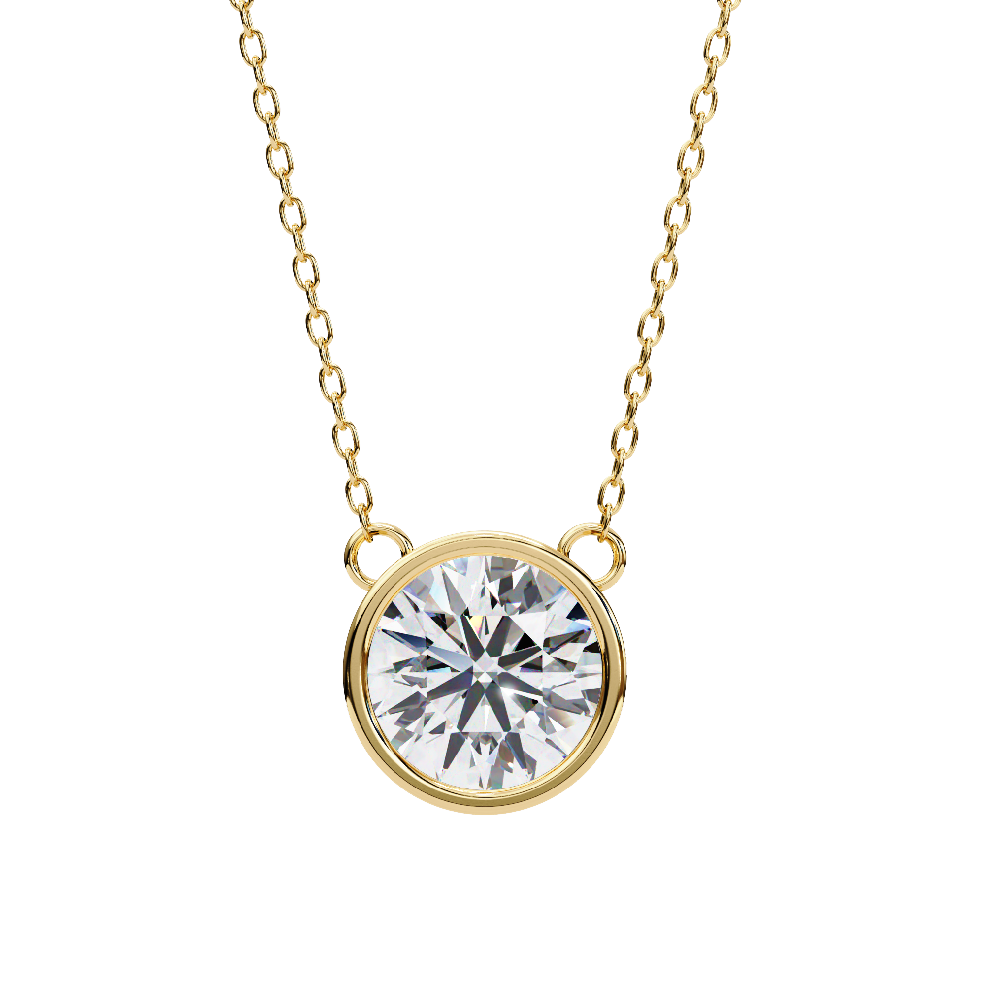 Classic Round Diamond Bezel Pendant Necklace