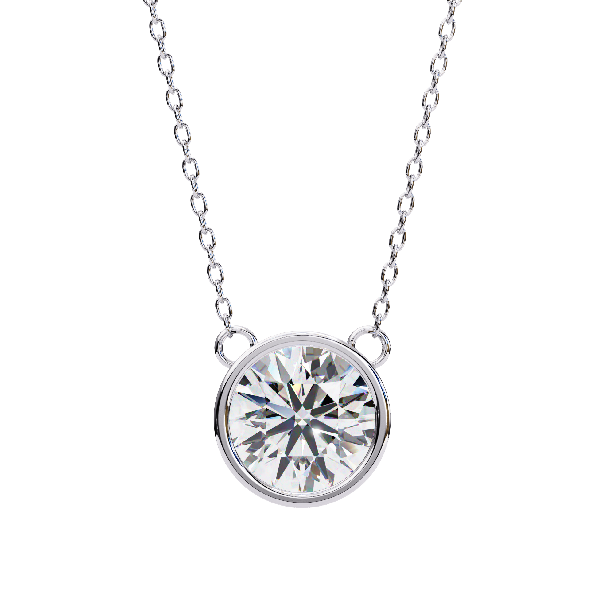 Classic Round Diamond Bezel Pendant Necklace
