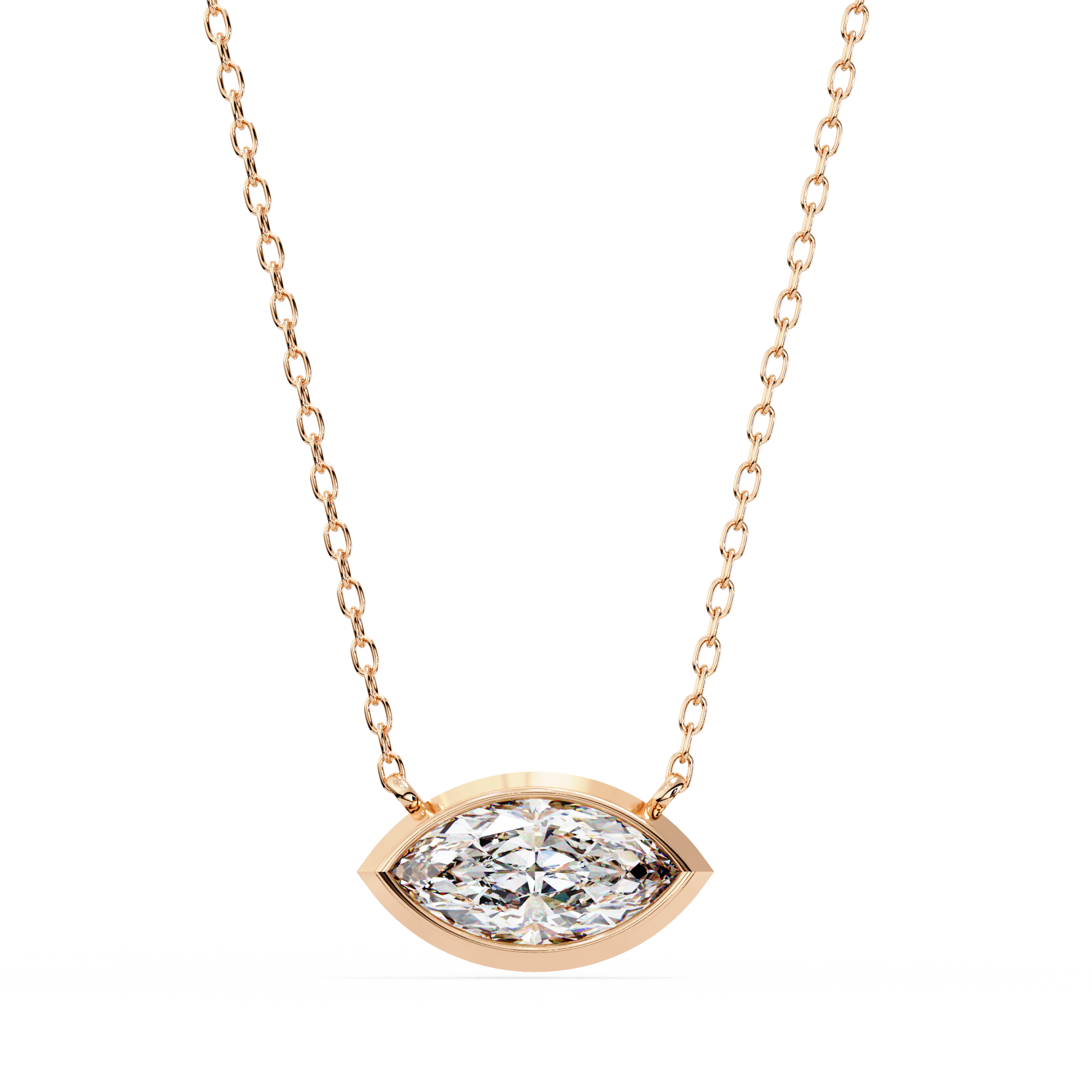 Marquise Diamond Bezel Pendant Necklace