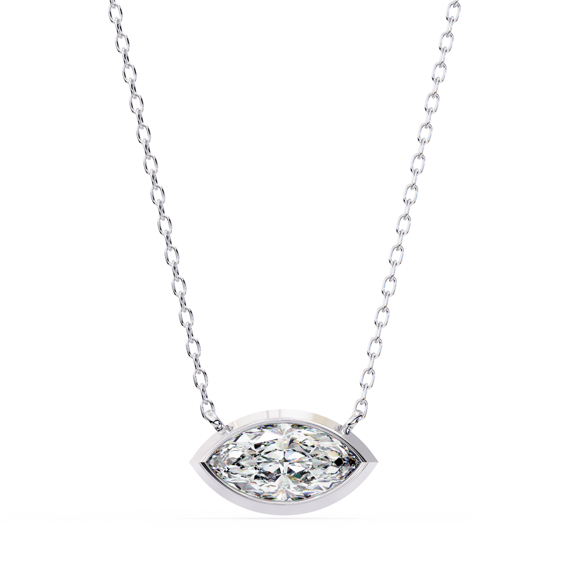 Marquise Diamond Bezel Pendant Necklace