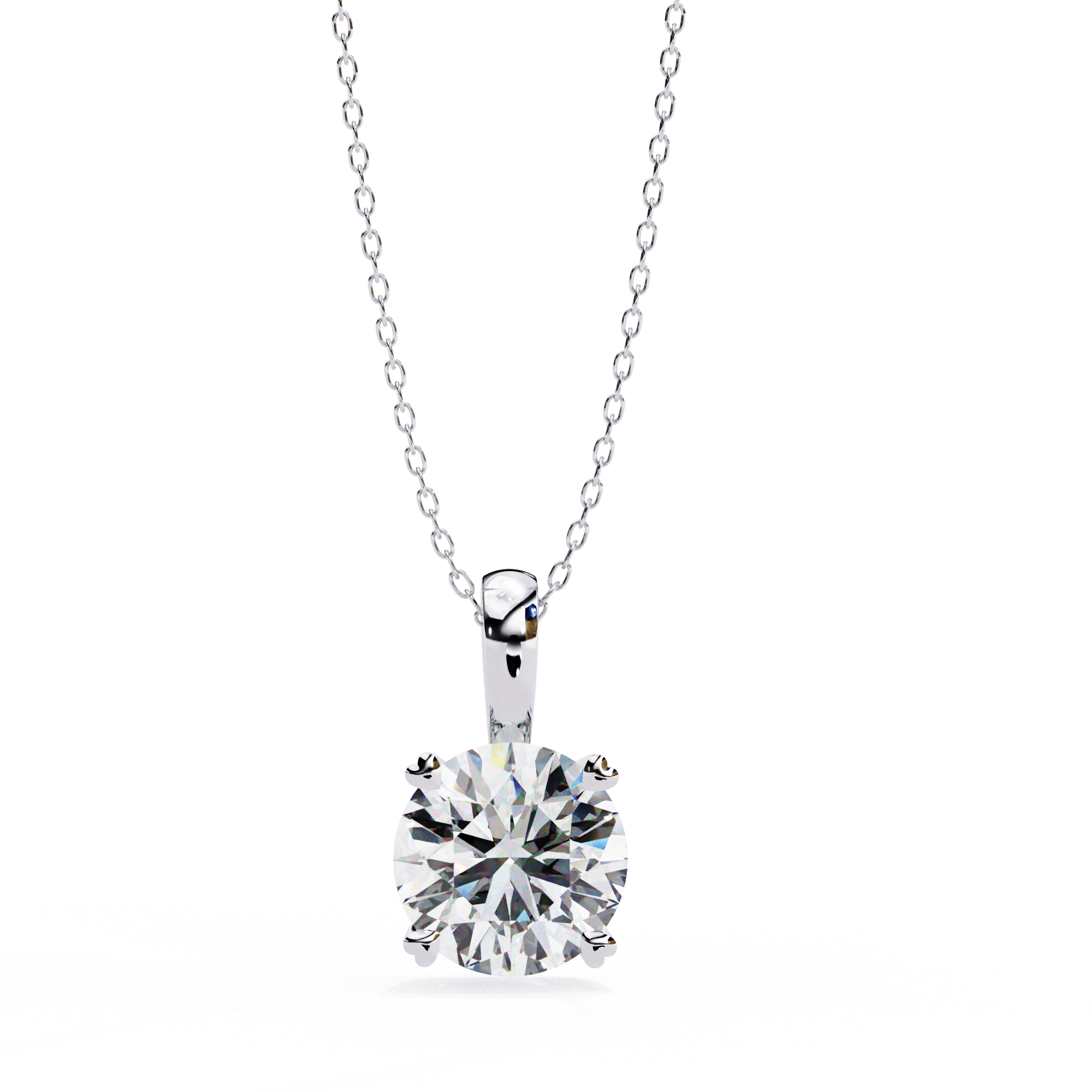 Round Diamond Solitaire Pendant Necklace