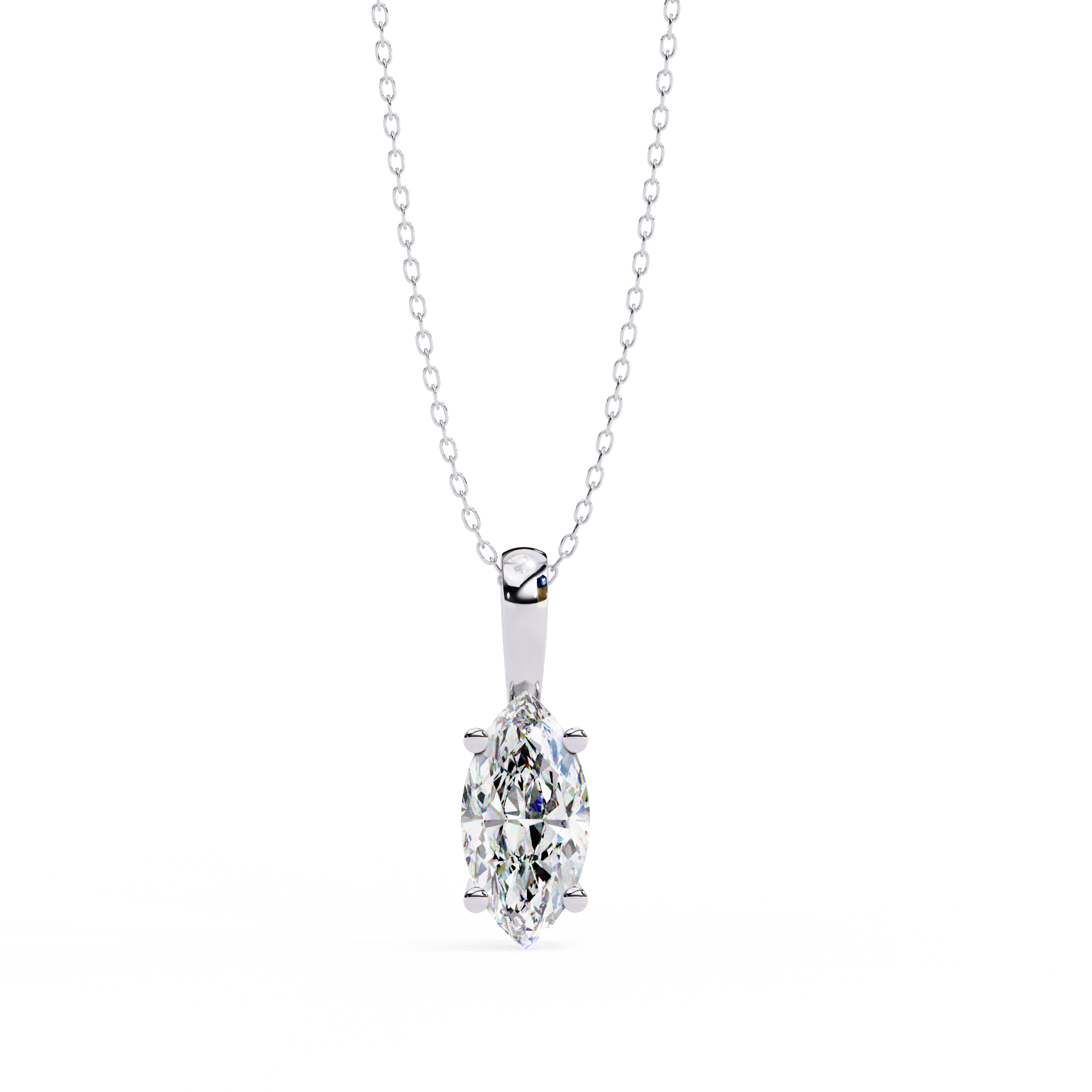 Marquise Diamond Solitaire Pendant Necklace