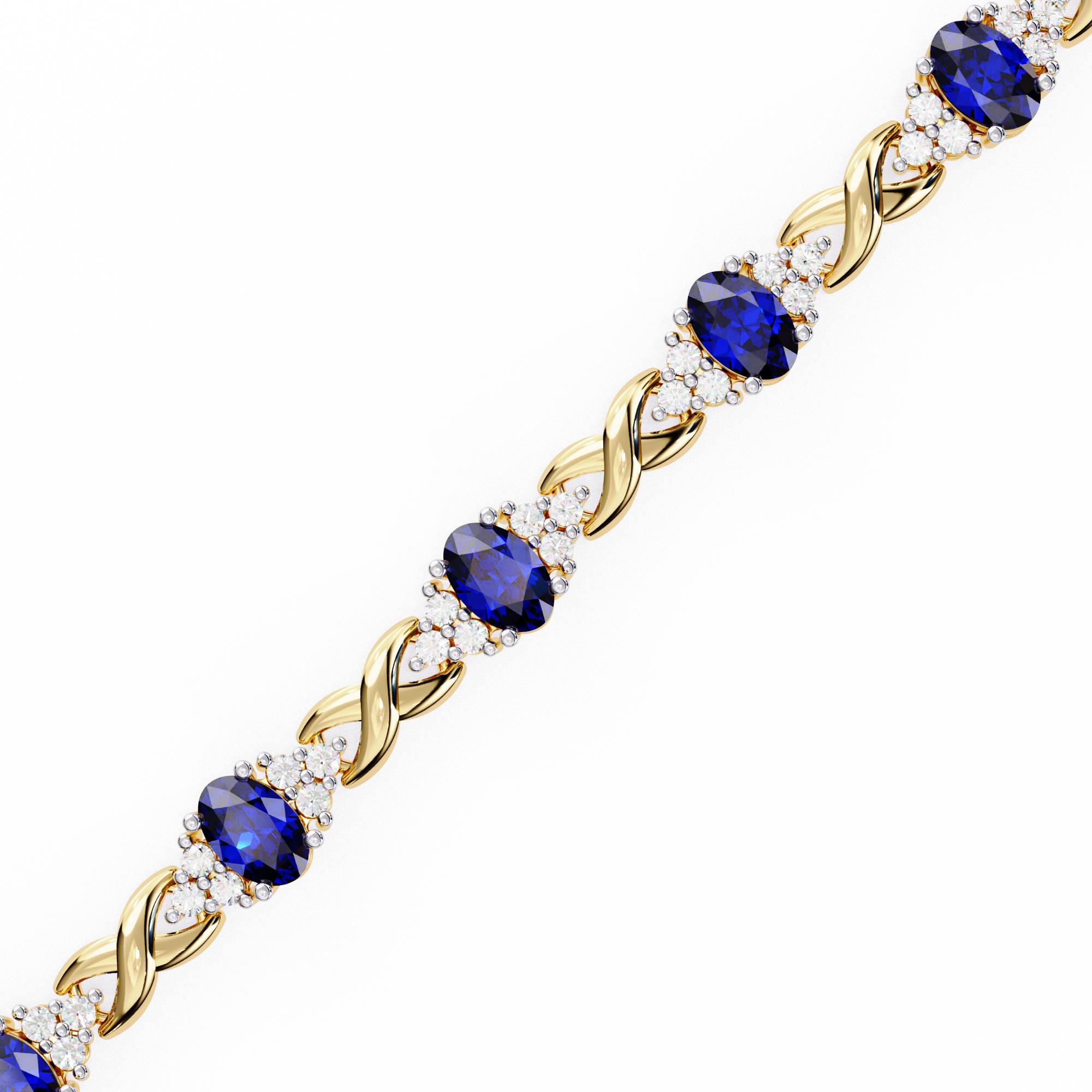 Royal Blue Sapphire & Diamond Twist Bracelet