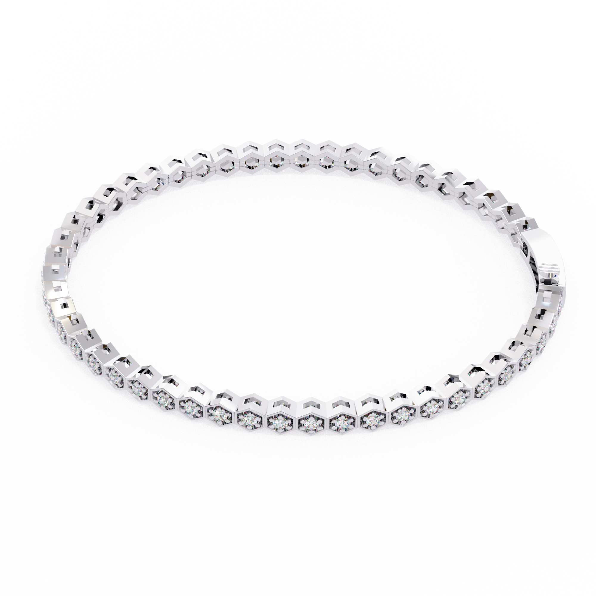 Hexagon Diamond Tennis Bracelet