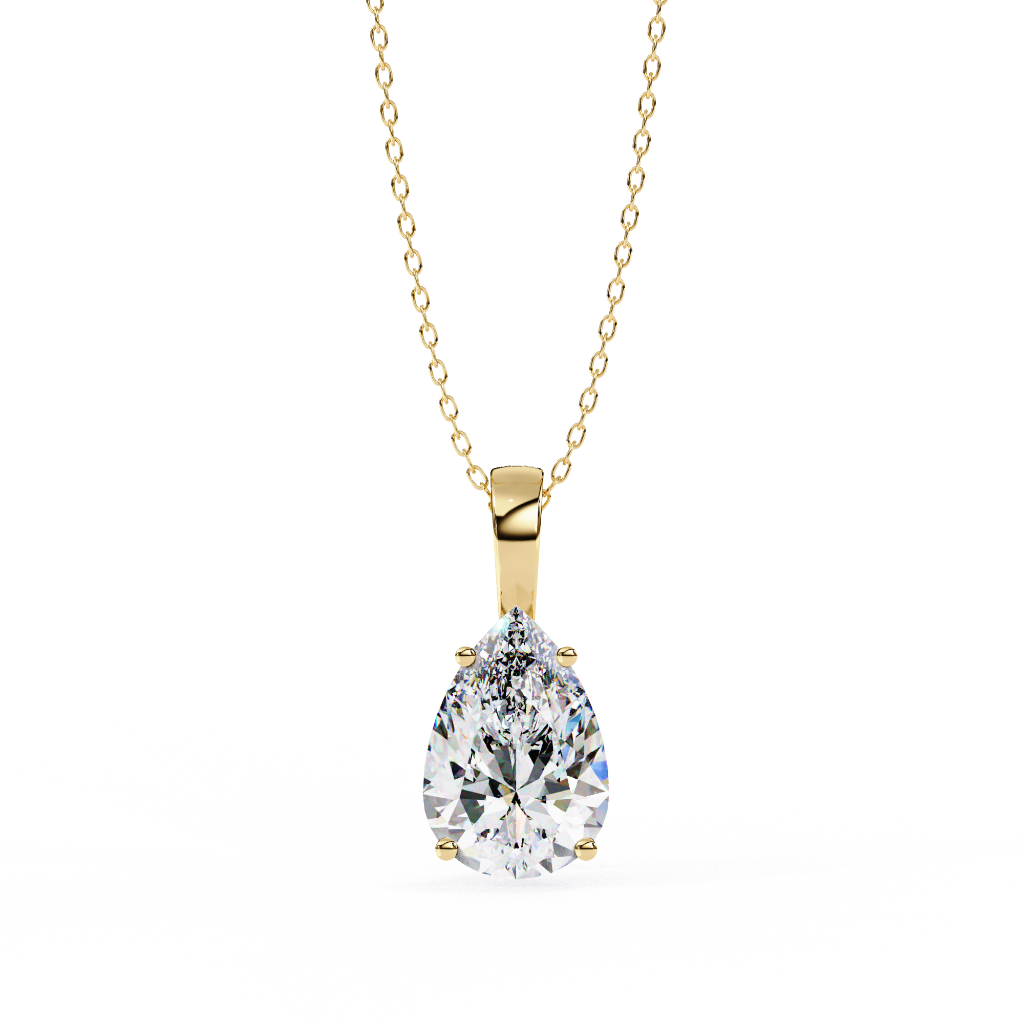 Pear-Cut Diamond Solitaire Pendant Necklace