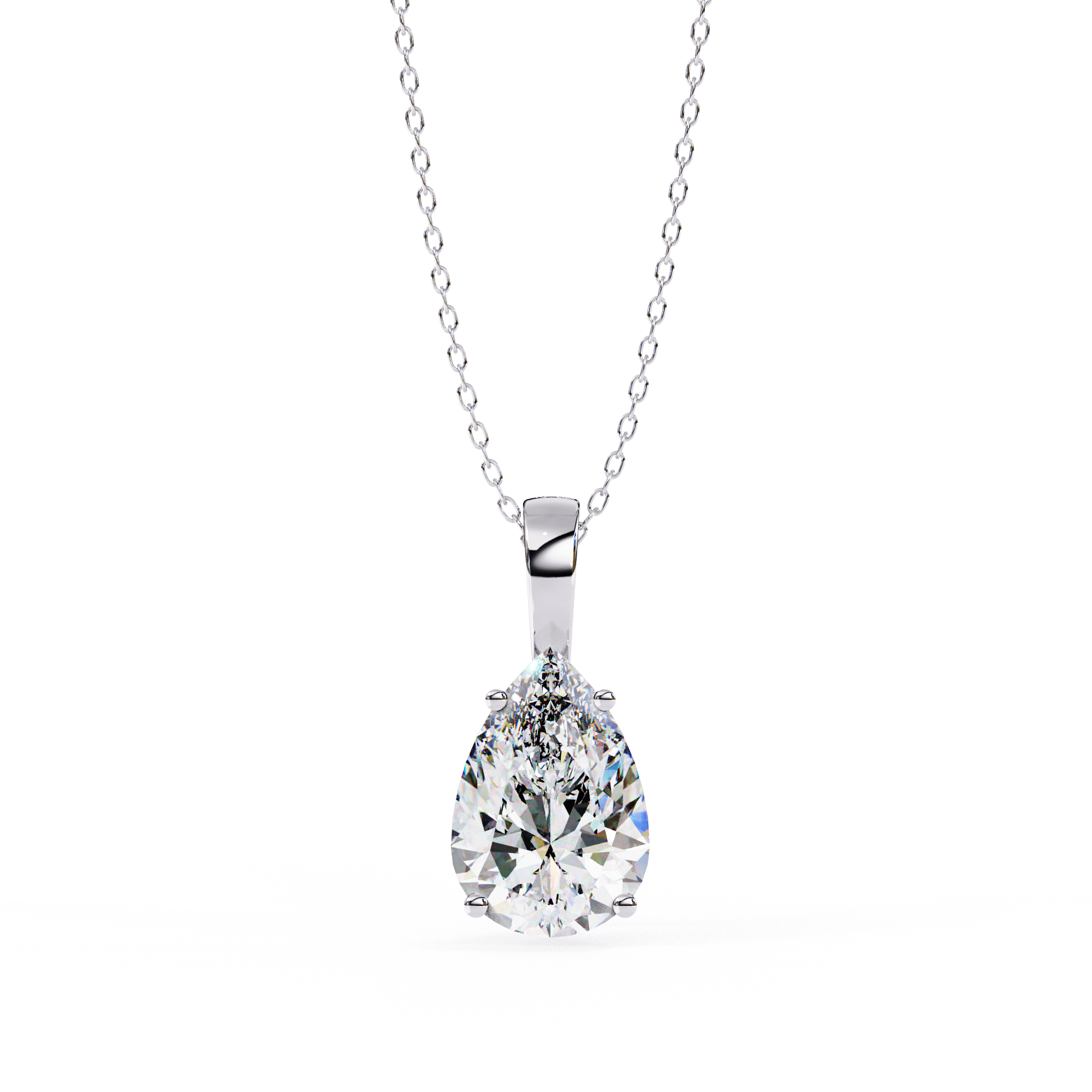 Pear-Cut Diamond Solitaire Pendant Necklace