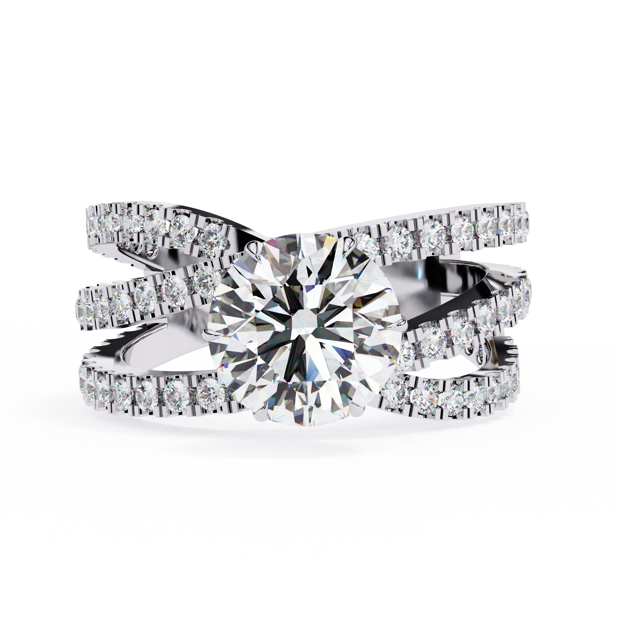 Round Brilliant Diamond Crisscross Ring
