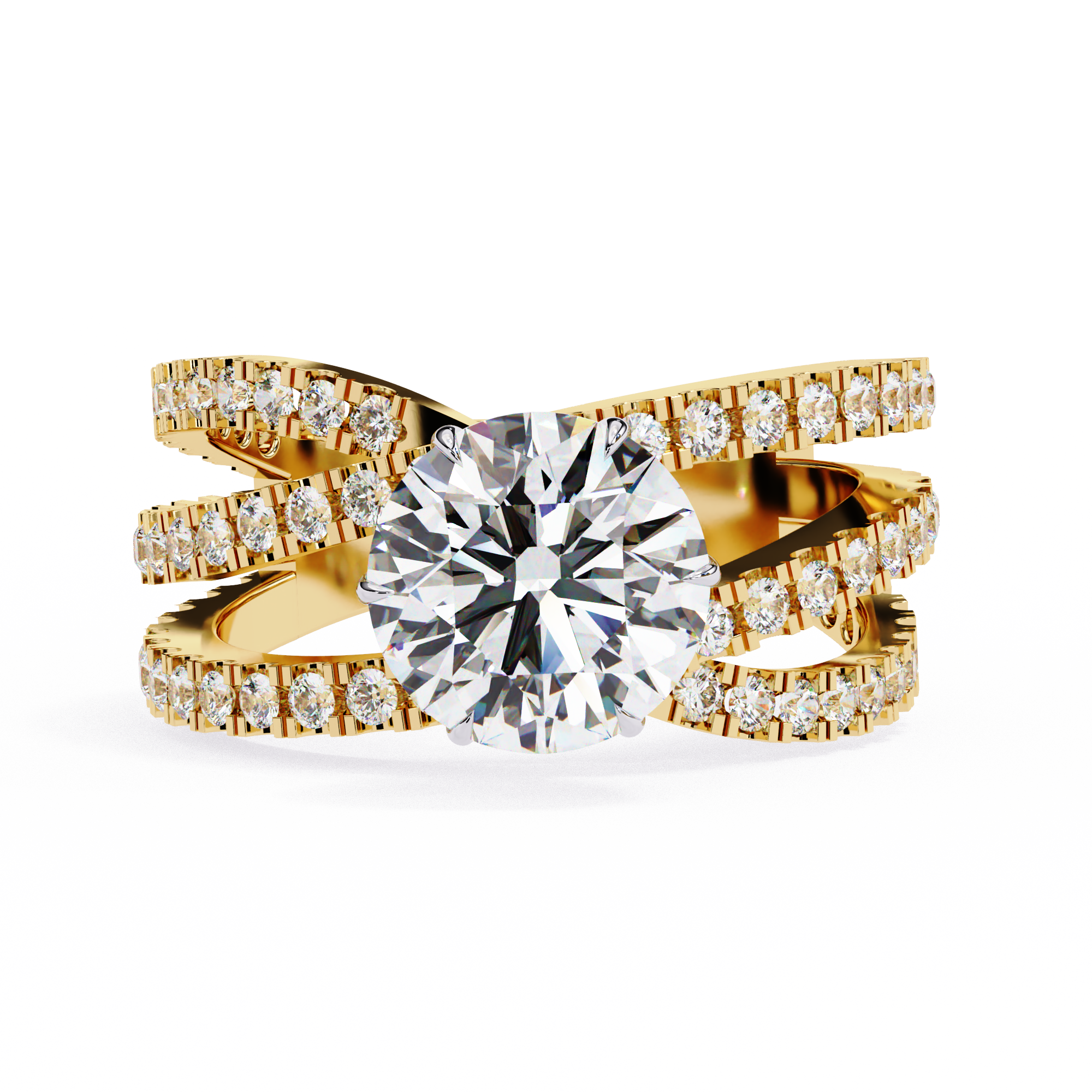 Round Brilliant Diamond Crisscross Ring