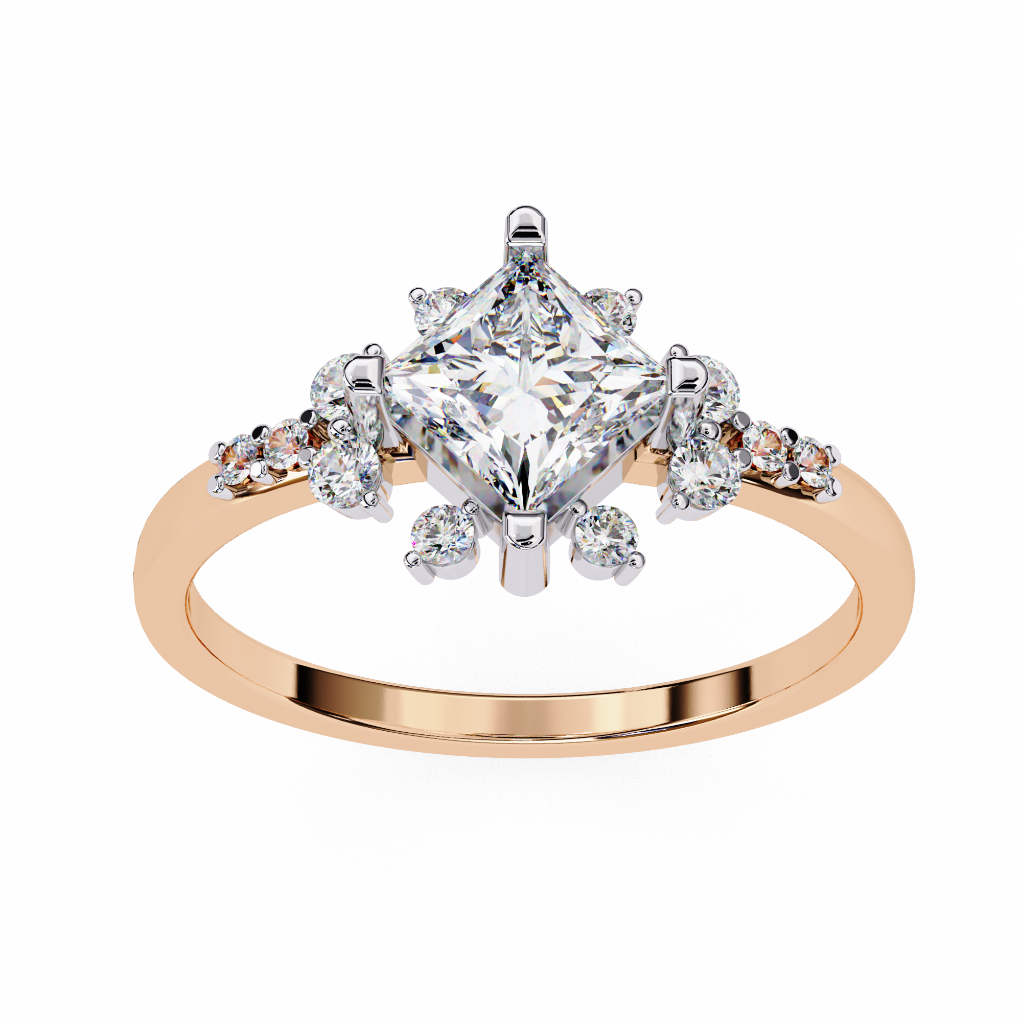 Princess Cut Diamond Cluster Ring