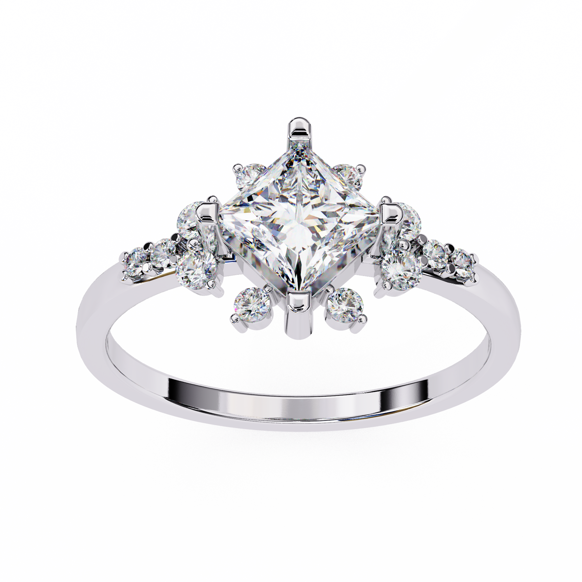 Princess Cut Diamond Cluster Ring