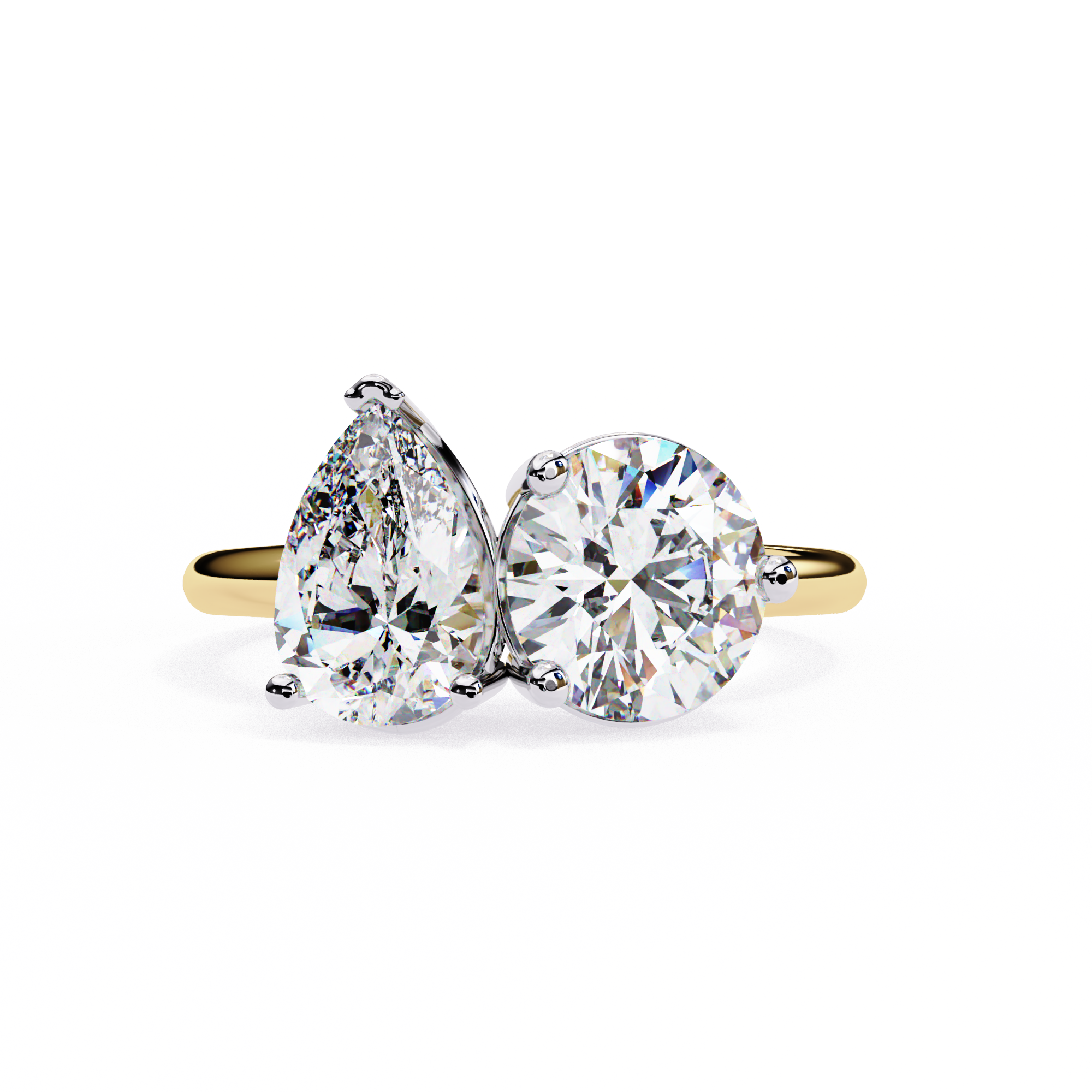 Pear & Round Double Diamond Ring