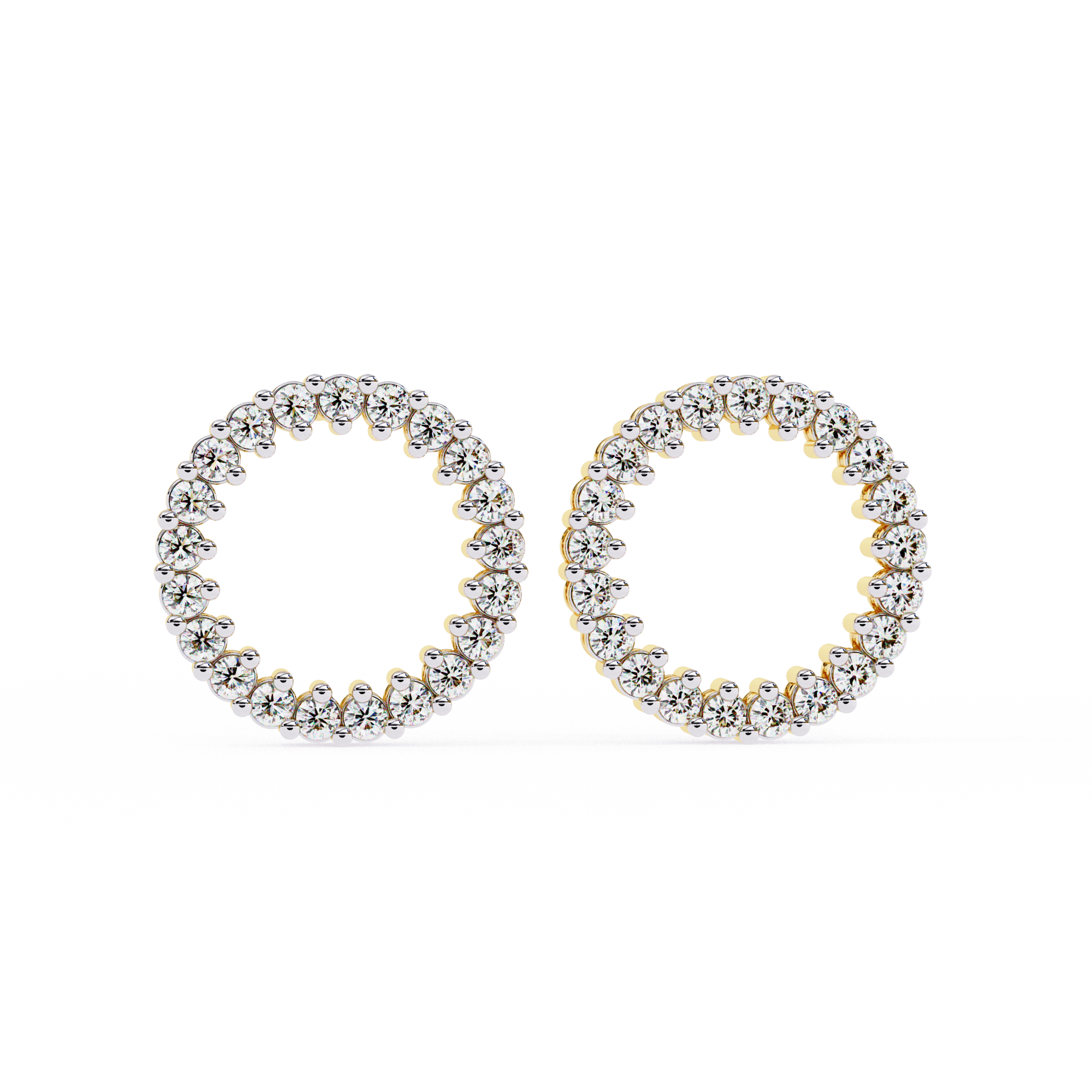 Diamond Circle Stud Earrings with Prong Setting
