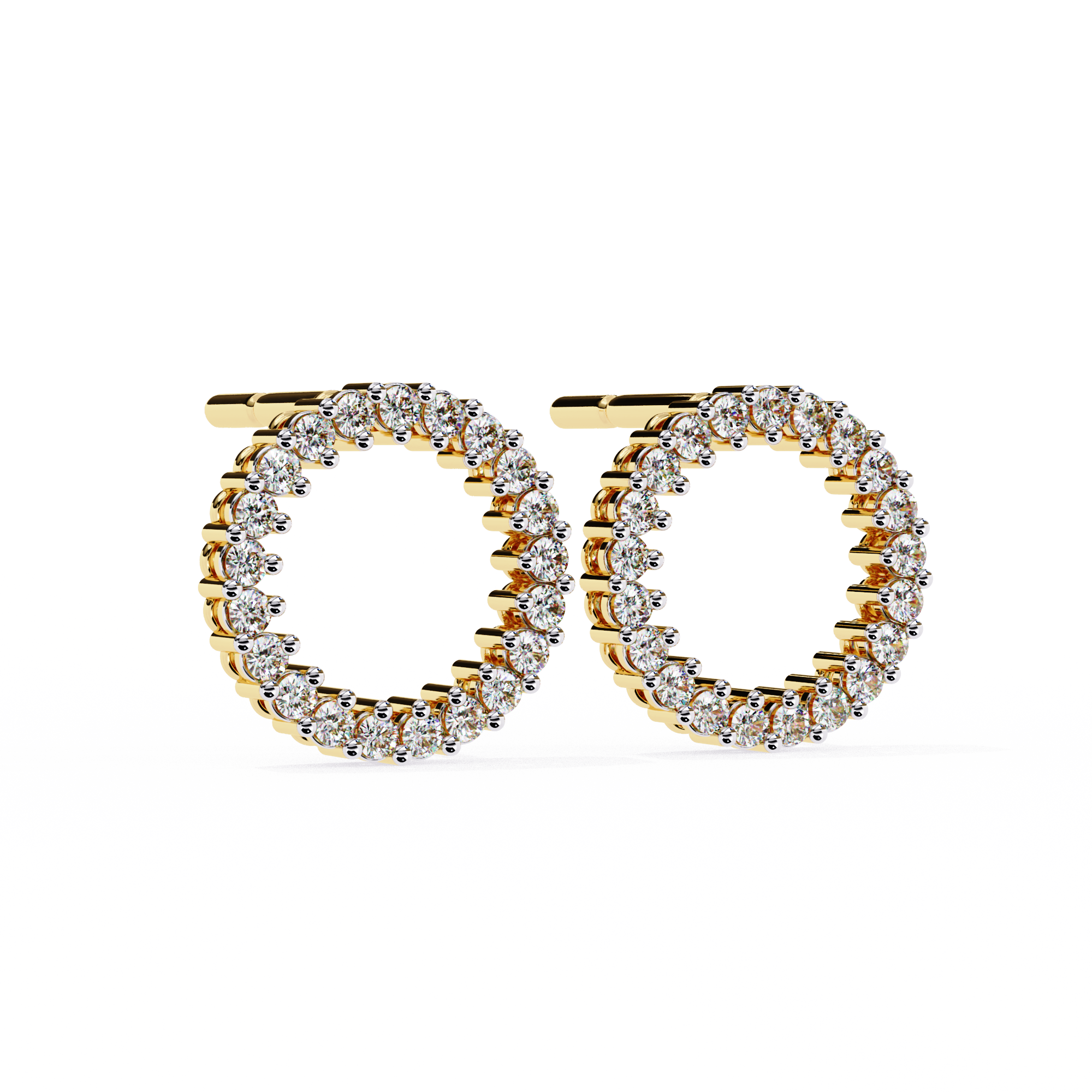 Diamond Circle Stud Earrings with Prong Setting