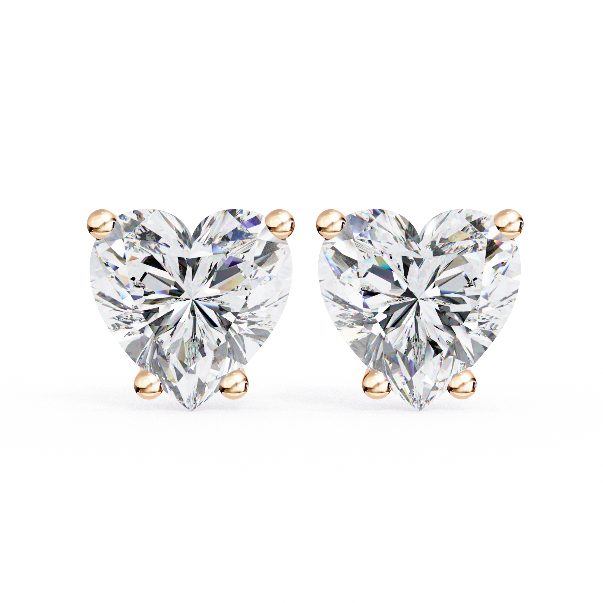 Heart-Shaped Diamond Stud Earrings