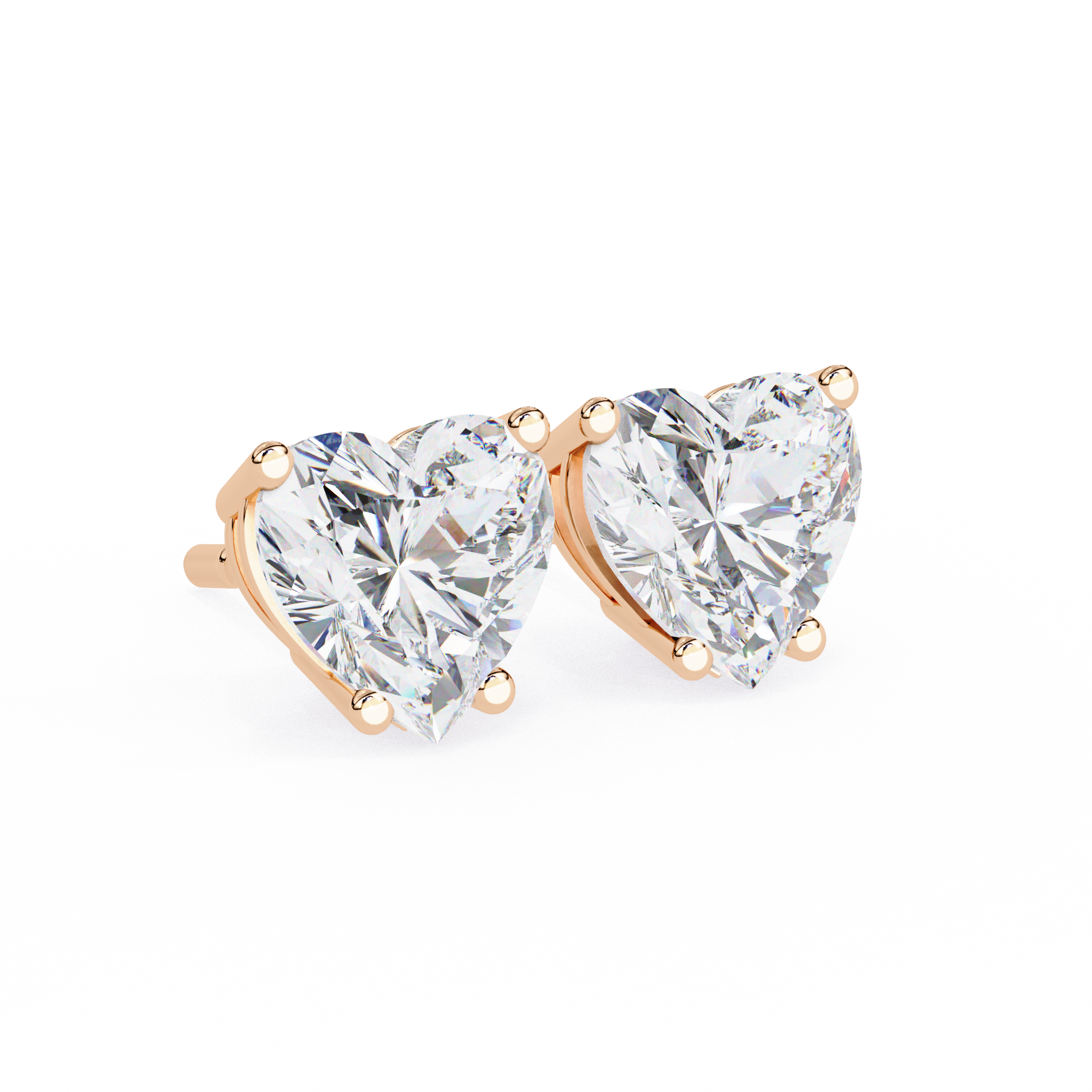 Heart-Shaped Diamond Stud Earrings