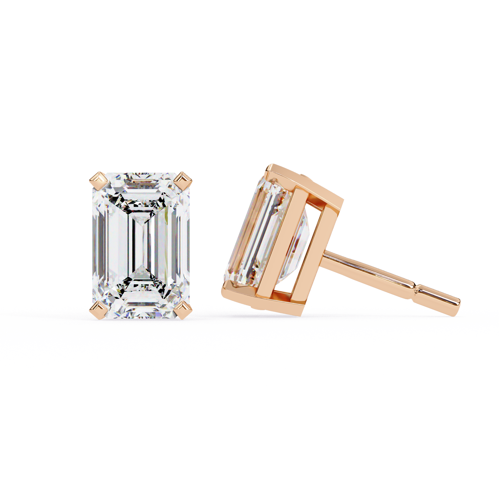 Emerald Cut Diamond Stud Earrings