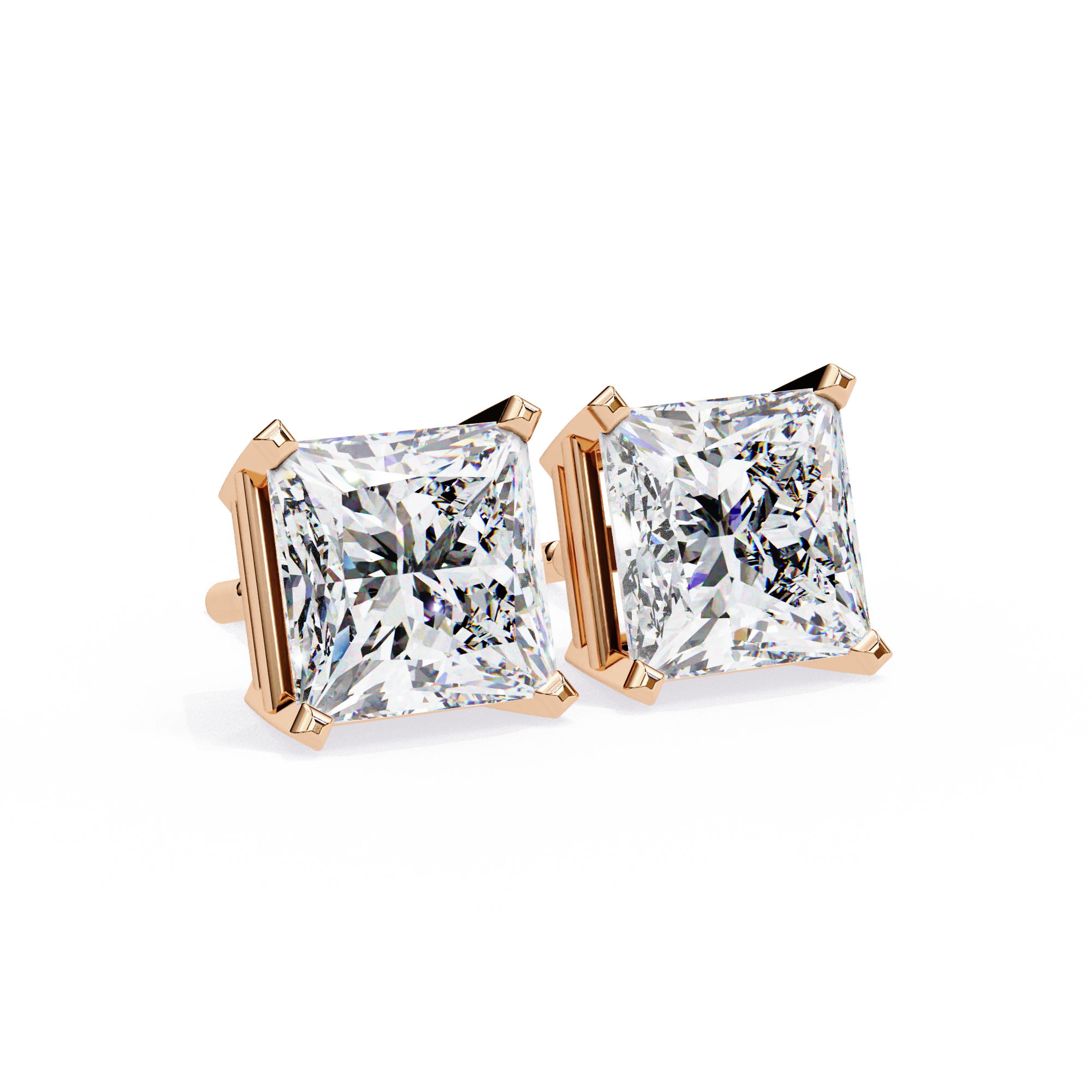 Classic Princess Cut Diamond Stud Earrings