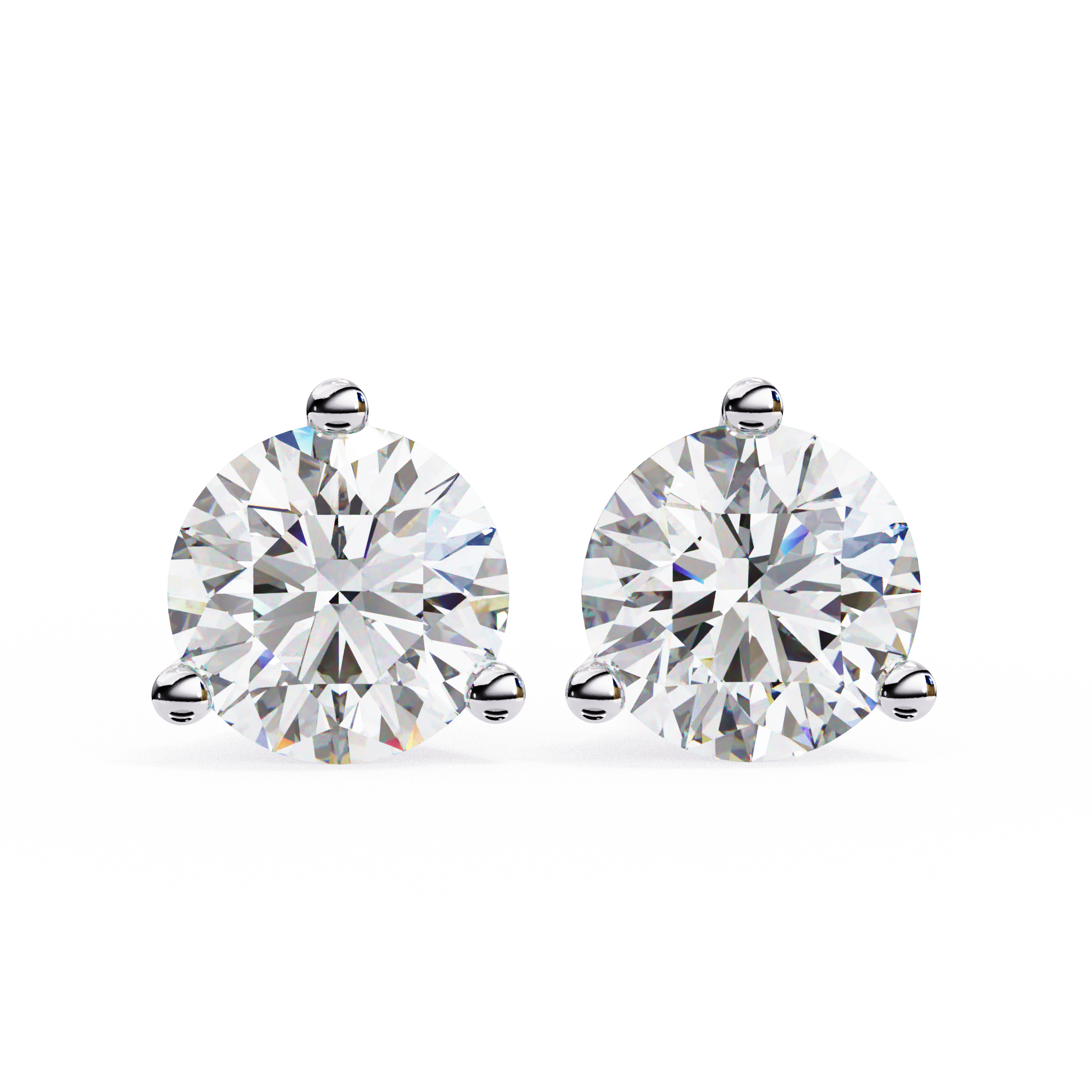 Classic Round Diamond Stud Earrings with Bezel Setting