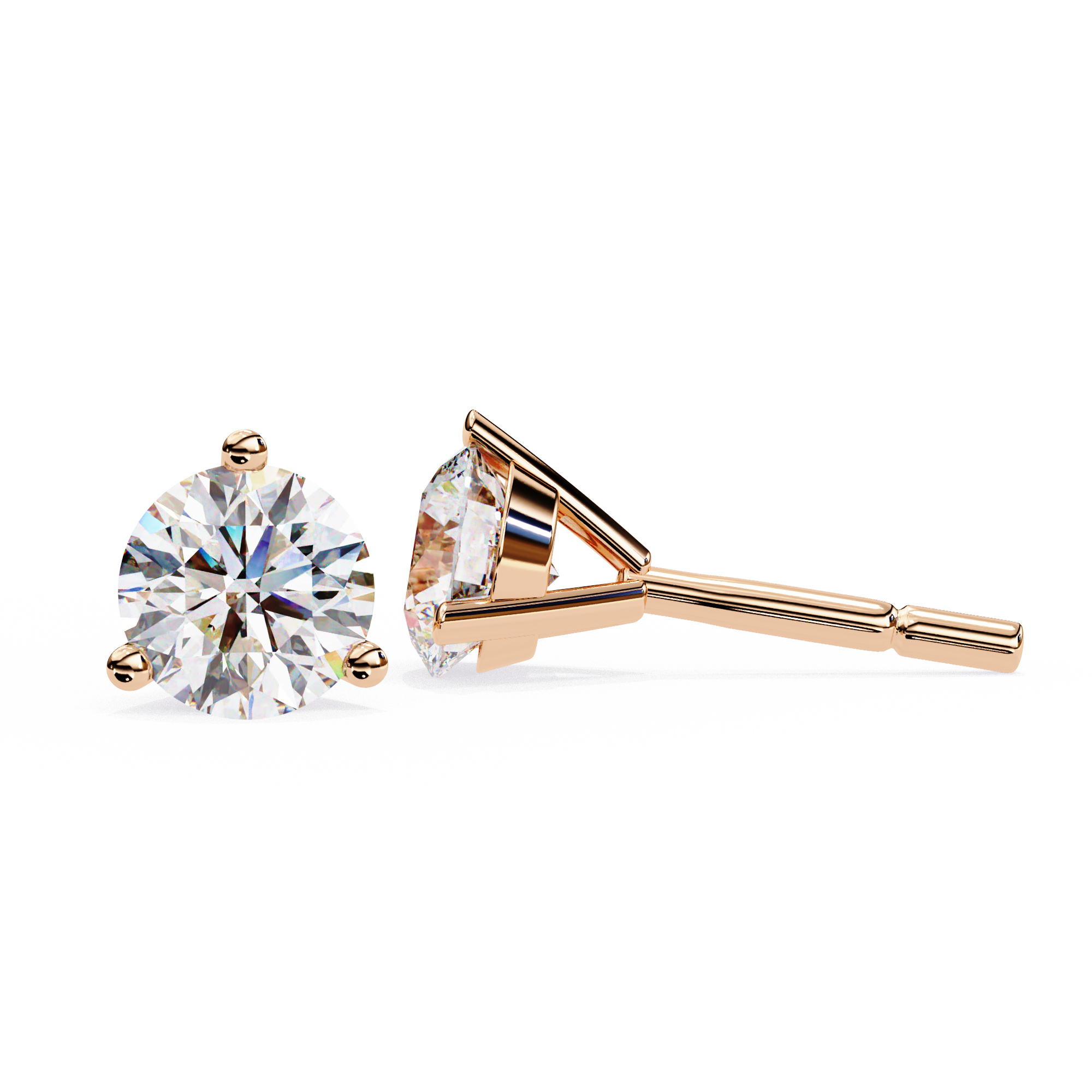 Classic Round Diamond Stud Earrings with Bezel Setting