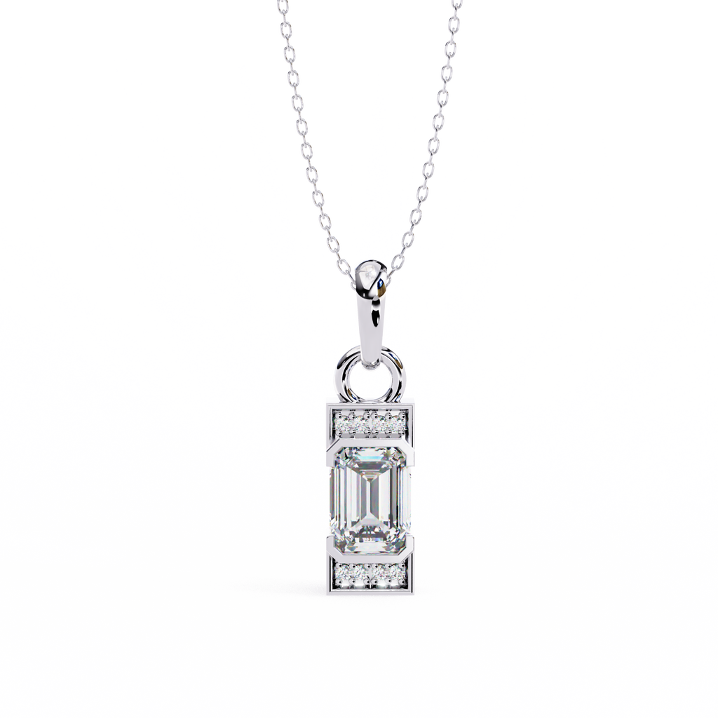 Emerald-Cut Diamond Pendant Necklace