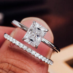 Radiant Cut 3 Carat Lab Grown Diamond  Engagement Ring in 14K Gold