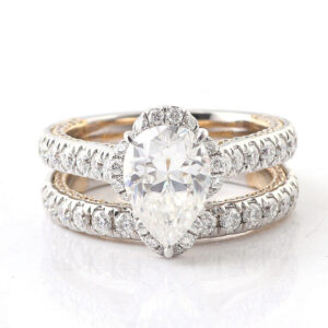 Forever Love Solitaire Diamond Ring Pear Cut Lab Grown 3 Carat  in 14K Gold