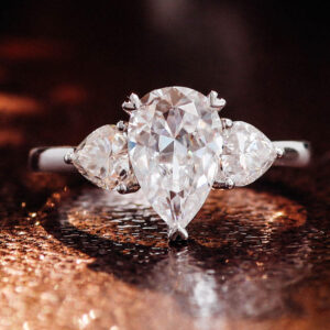 Royal Sparkle Pear 1 Carat Lab Grown Diamond Ring in 14K Gold